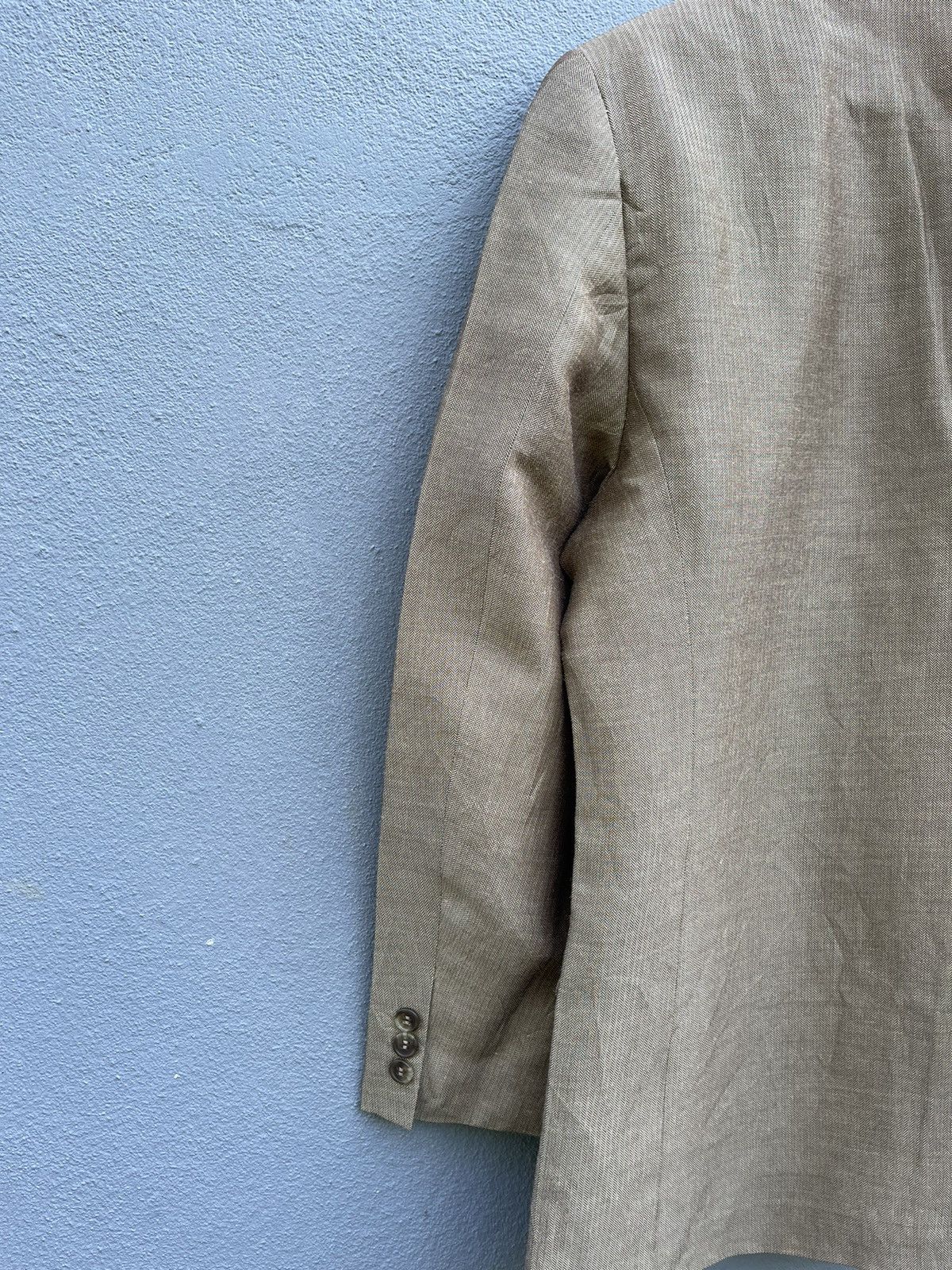 Designer Vintage Kansai Yamamoto SISSY Beige Herringbone Blazer Size 42L - 11 Thumbnail