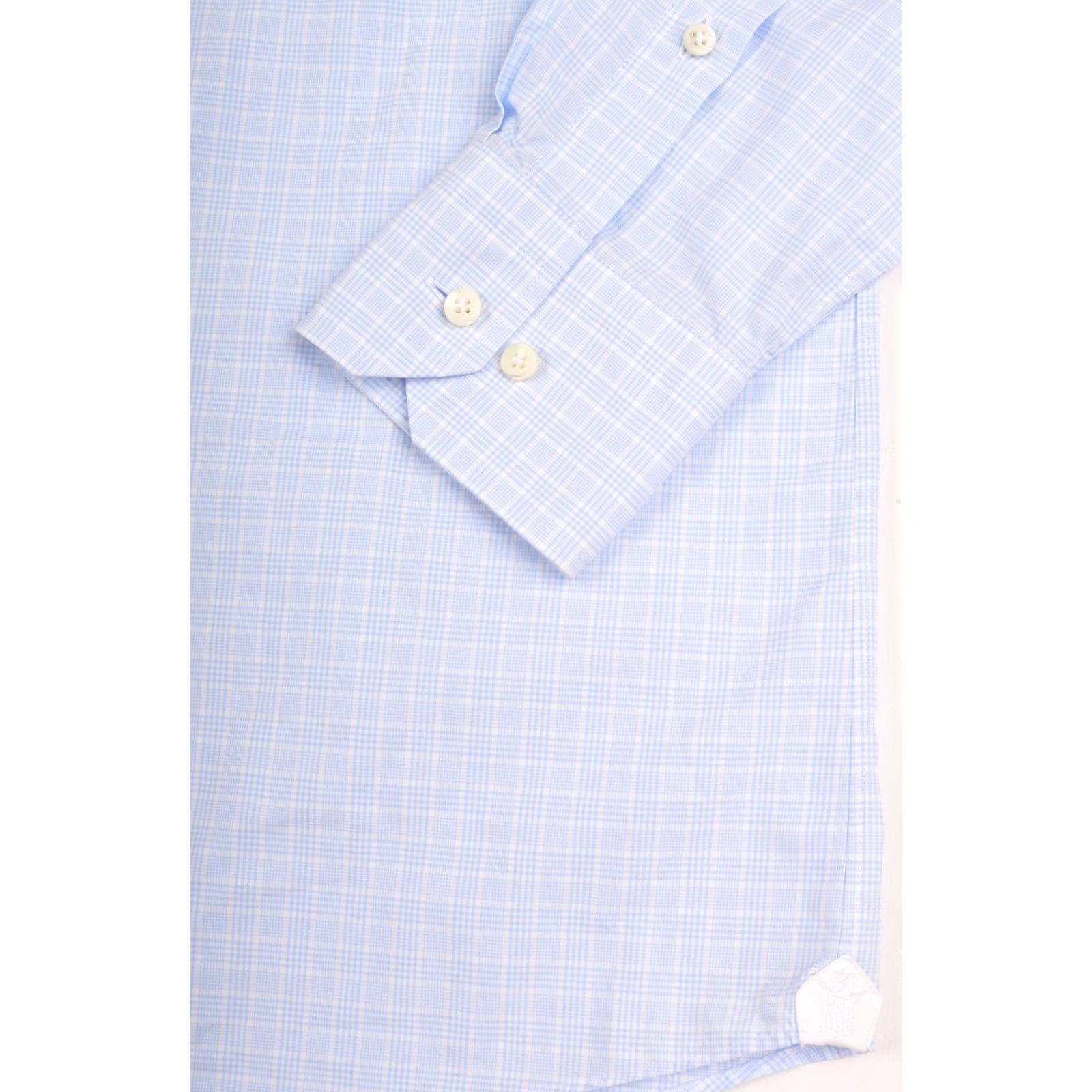 Vintage Emanuel Berg Button Shirt Cotton Check Blue/White, Size 40, Regular, Dress Shirt, Men, Blue, 100% Cotton, Italy Size US L / EU 52-54 / 3 - 3 Thumbnail
