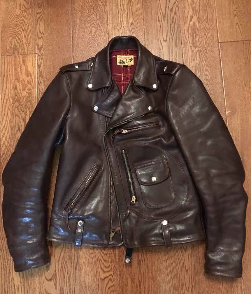 image of Freewheelers Buco Motorcycle Leather Jacket in Brown, Men's (Size 2XS)