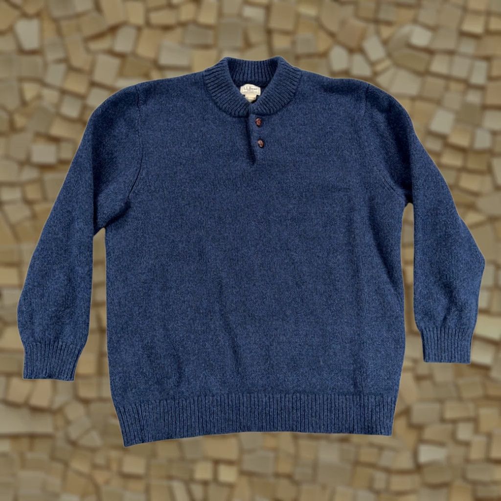Vintage VINTAGE LL Bean Sweater Shirt Adult 2XL Blue Wool Henley Chunky Knit Lambs Wool 2XL XXL Crew Neck Long Sleeve Men Mens Y2K Size US XXL / EU 58 / 5 - 1 Thumbnail