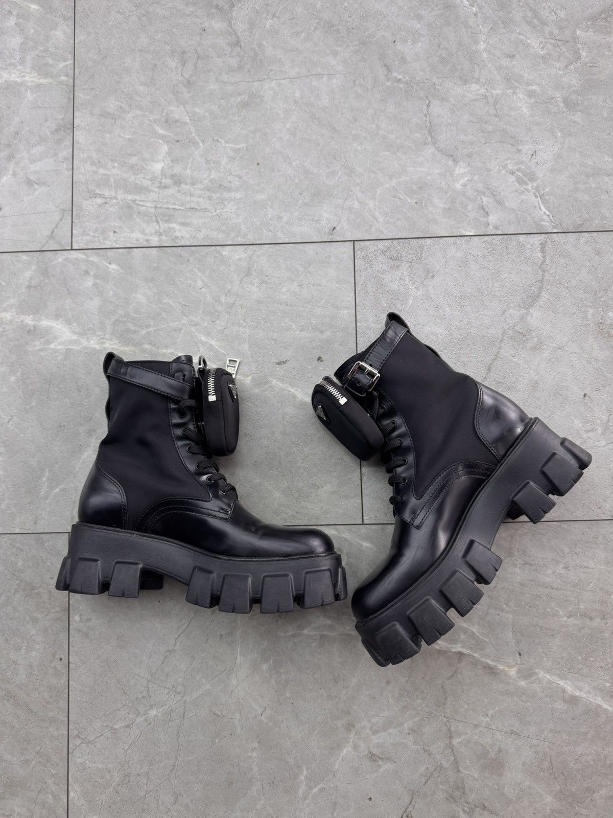 Prada Prada Monolith Brushed Leather And Nylon Pouch Boots Size US 7.5 / IT 37.5 - 3 Thumbnail