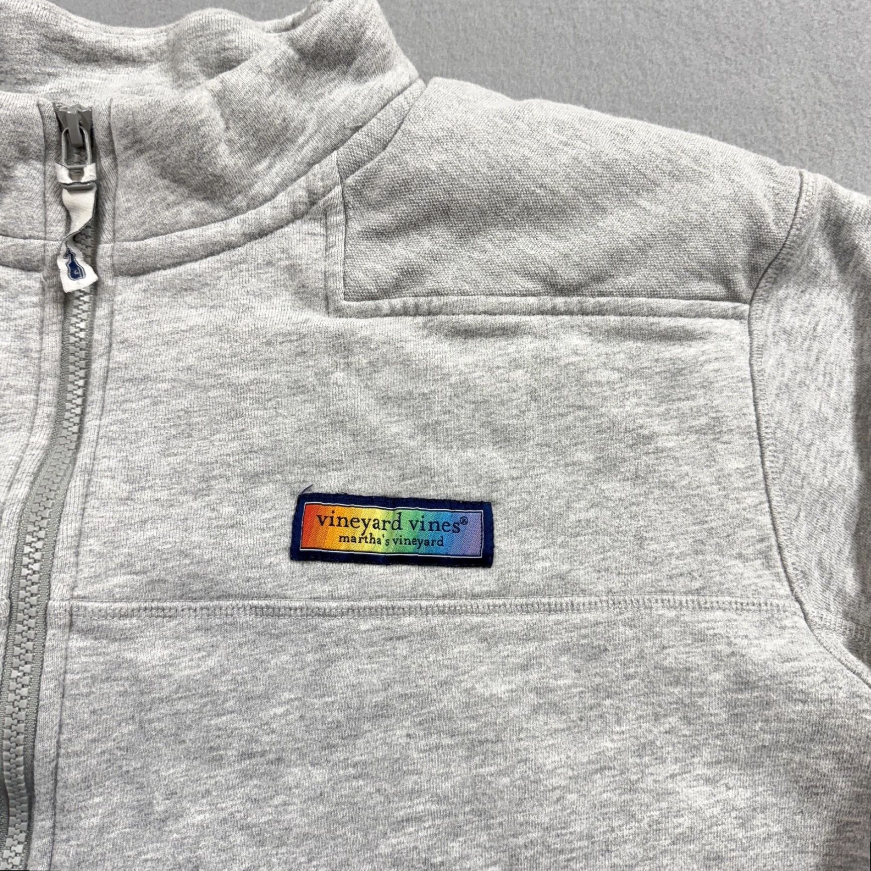 Vineyard Vines Vineyard Vines Sweatshirt Mens Gray Quarter Zip Rainbow Patch 100% Cotton Size US L / EU 52-54 / 3 - 2 Thumbnail