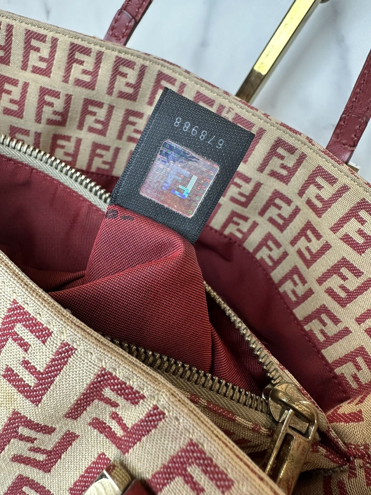 Fendi Fendi 1990s Red Zucca Canvas Tote Size ONE SIZE - 16 Thumbnail