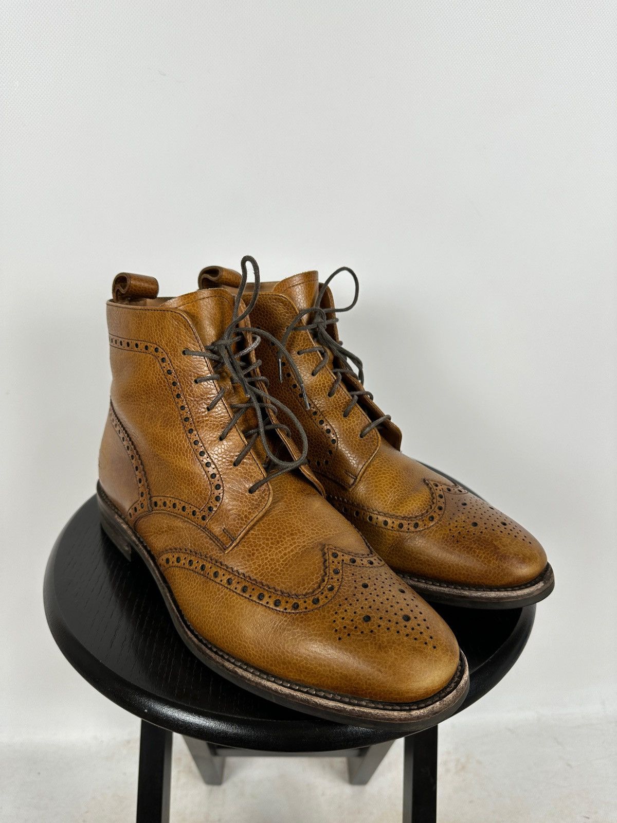 Loake Loake George Brown Leather Derby Brogue Boots Shoes Size US 10 / EU 43 - 8 Thumbnail