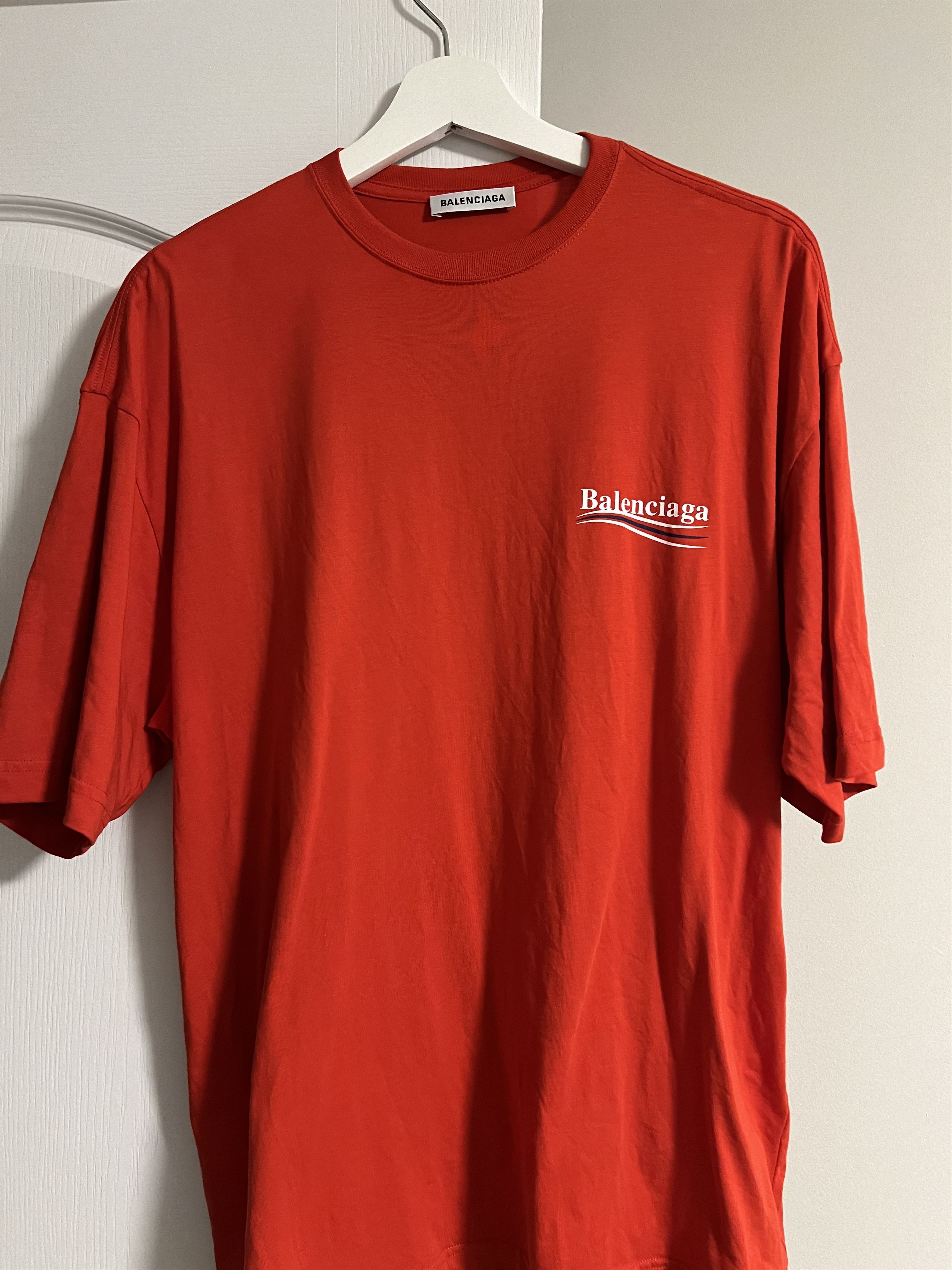 Balenciaga Red Political Logo Campaign Oversized T-shirt