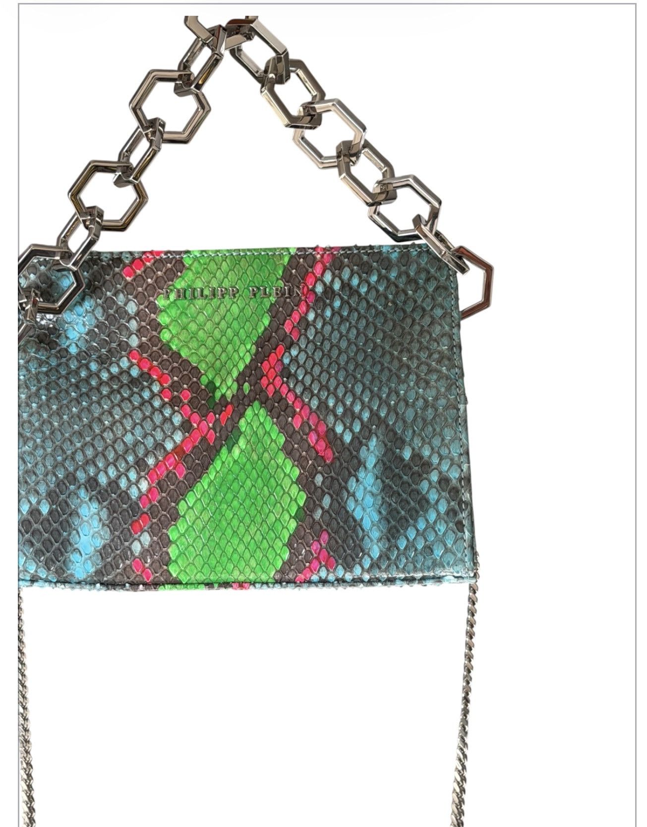Philipp Plein Philipp Plein Python Leather Bag Neon Multicolor Chain Strap Size ONE SIZE - 1 Thumbnail