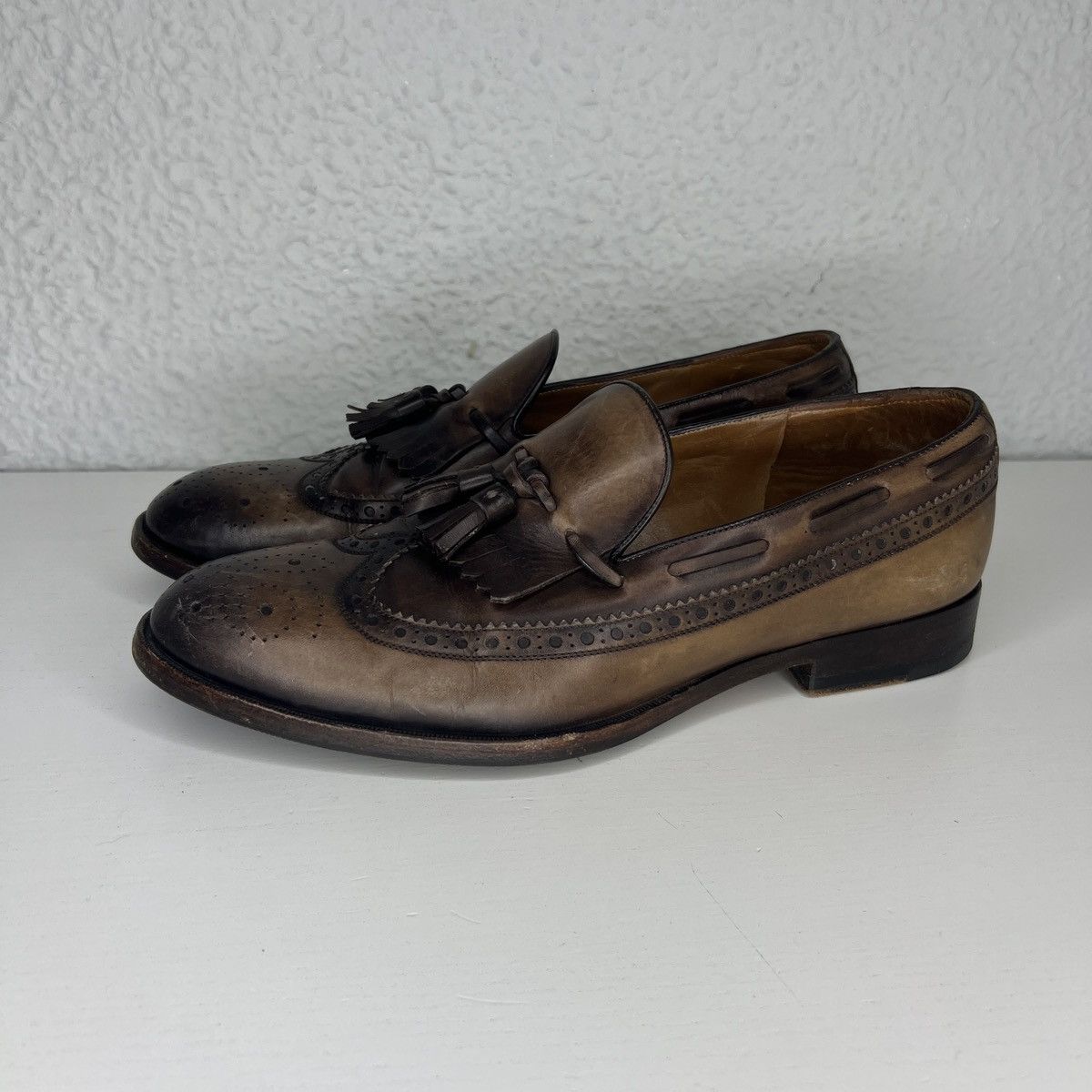Gucci Horsebit Loafers Shoes Brown Patina Leathe 7.5 G
