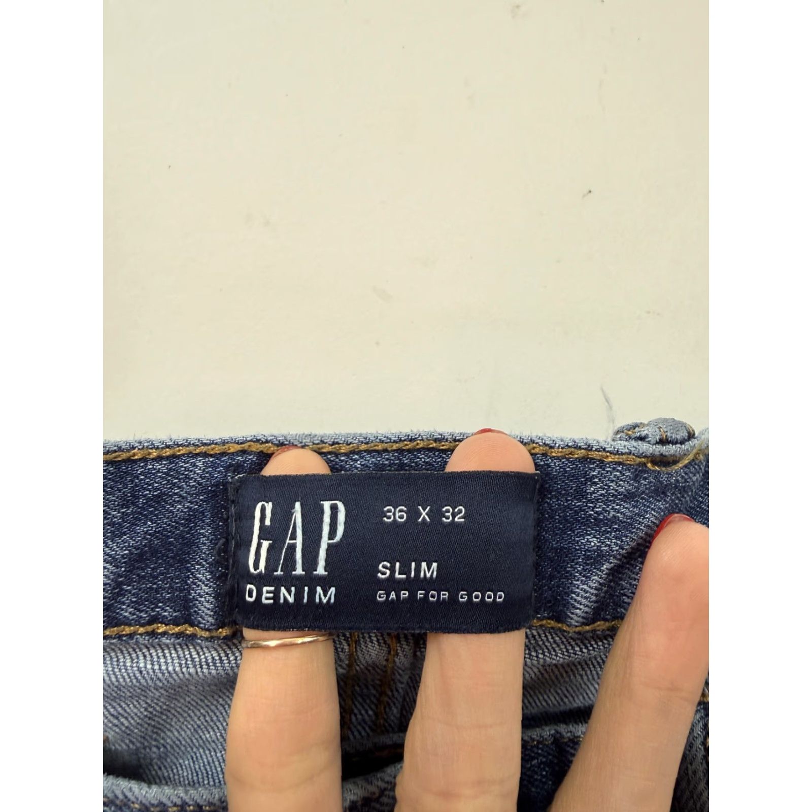 Gap Gap Jeans Mens 36x30 Blue Medium Wash Straight Stretch Denim Slim Pants Size US 36 / EU 52 - 2 Thumbnail