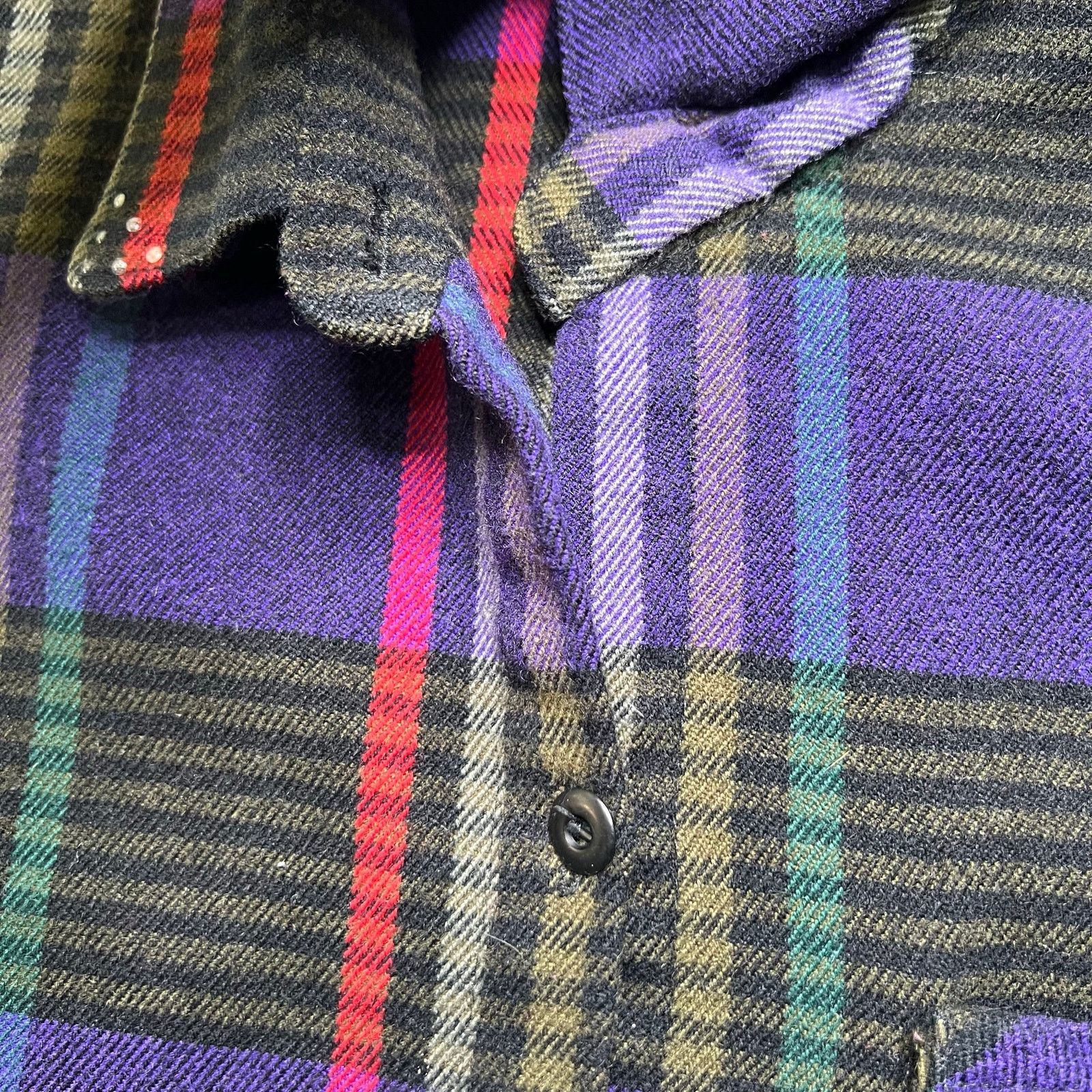 Vintage Vintage 90s Wool Blend Flannel Shirt Mens M/L Purple Plaid Size US L / EU 52-54 / 3 - 7 Thumbnail