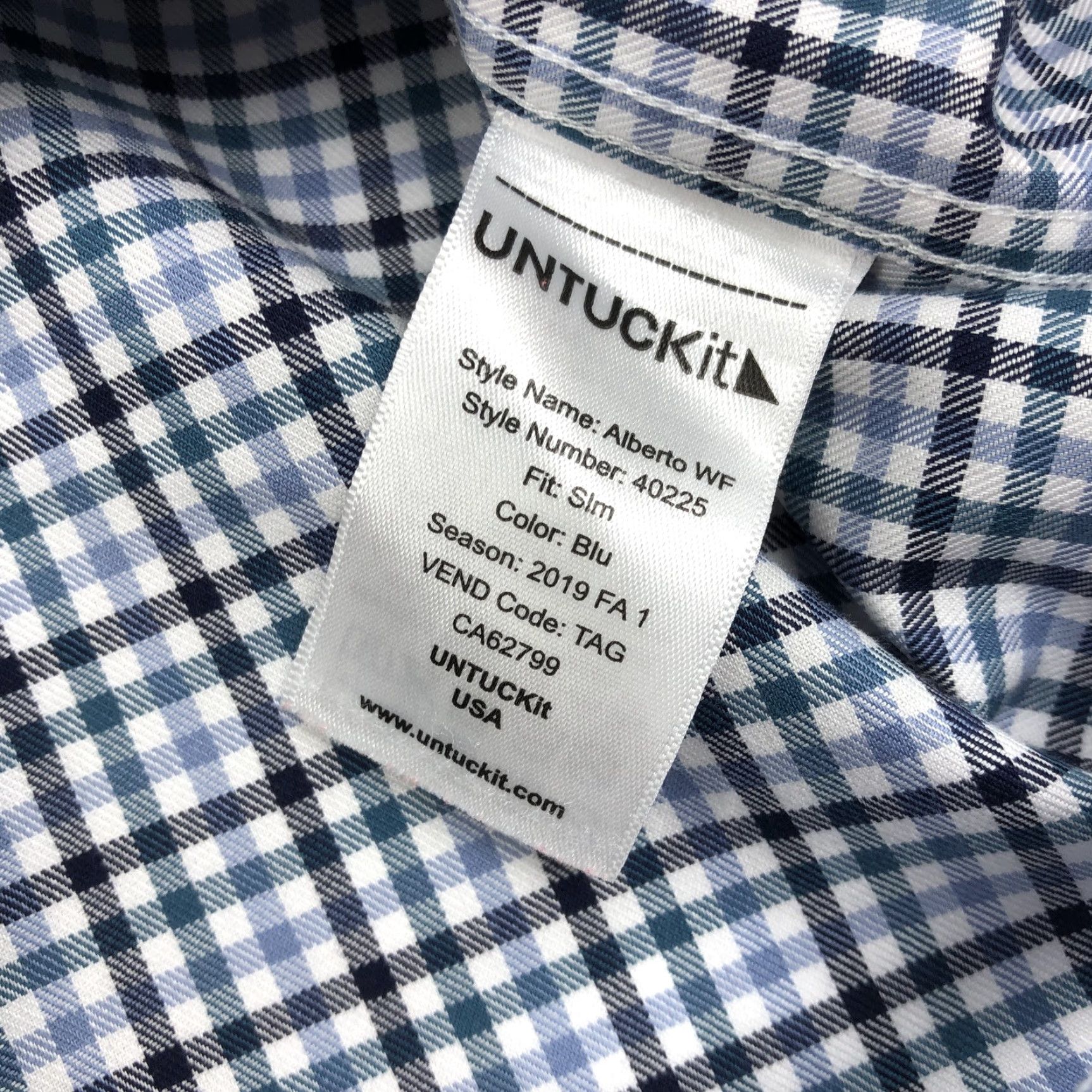 UNTUCKit UNTUCKit Men's M Slim Fit Wrinkle Free Button-Down Shirt Plaid Check Blue Green Black White Casual Business Casual Size US M / EU 48-50 / 2 - 7 Thumbnail