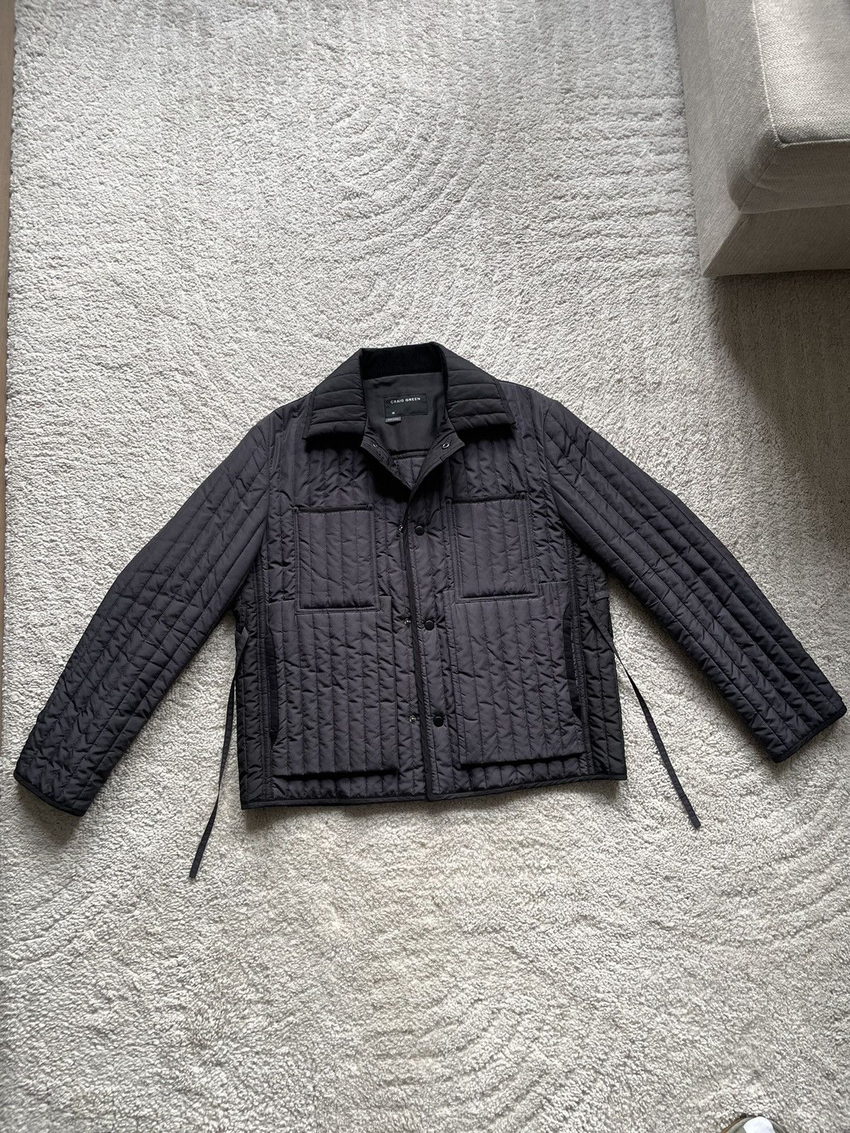 image of Craig Green Quilted Work Jacket in Black, Men's (Size Medium)