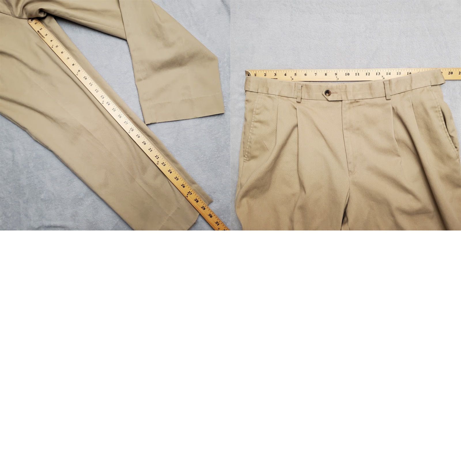 Vintage VINTAGE Travel Smith Pants Mens 36X29 Khaki Pleated Cotton Blend Outdoor Travel Golf Beige 90s Mens Size US 36 / EU 52 - 9 Thumbnail