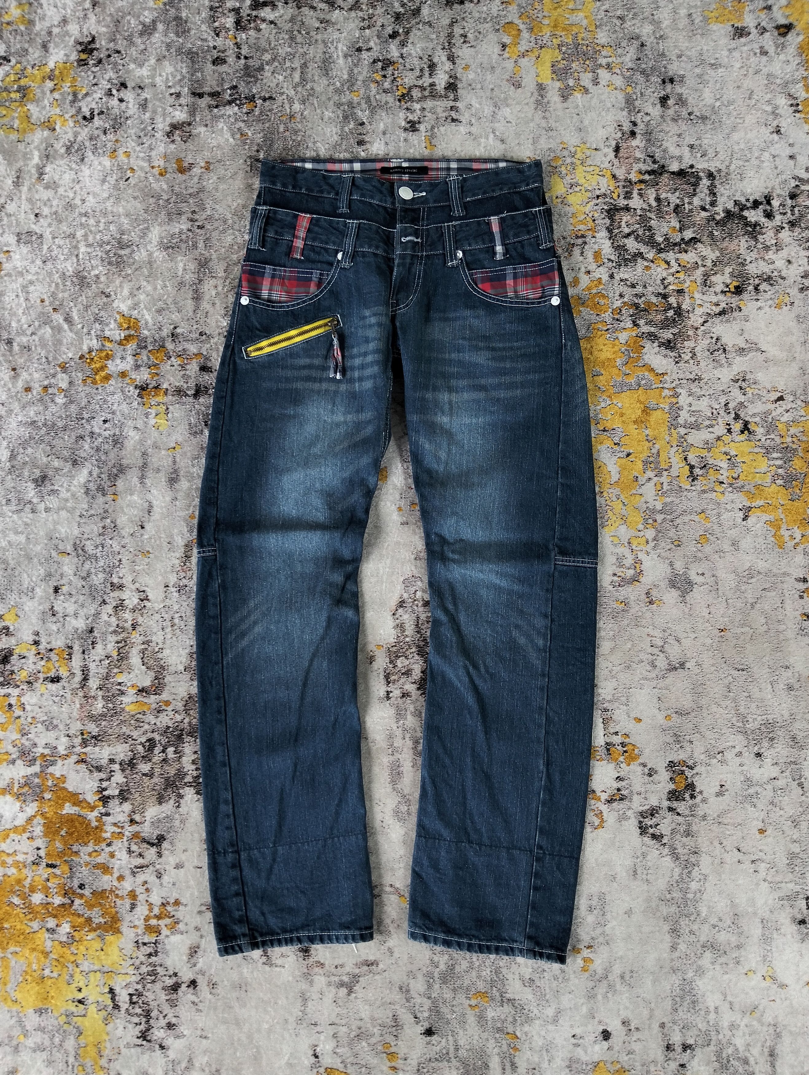 2000s Japanese Memory Special Double Waist Curve Cut Jeans