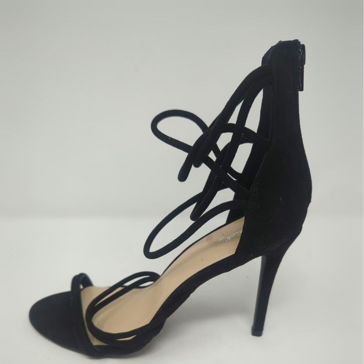 Other Qupid Black Faux Suede Platform Strappy Zip Stiletto Heels10 Size US 10 / IT 40 - 2 Thumbnail