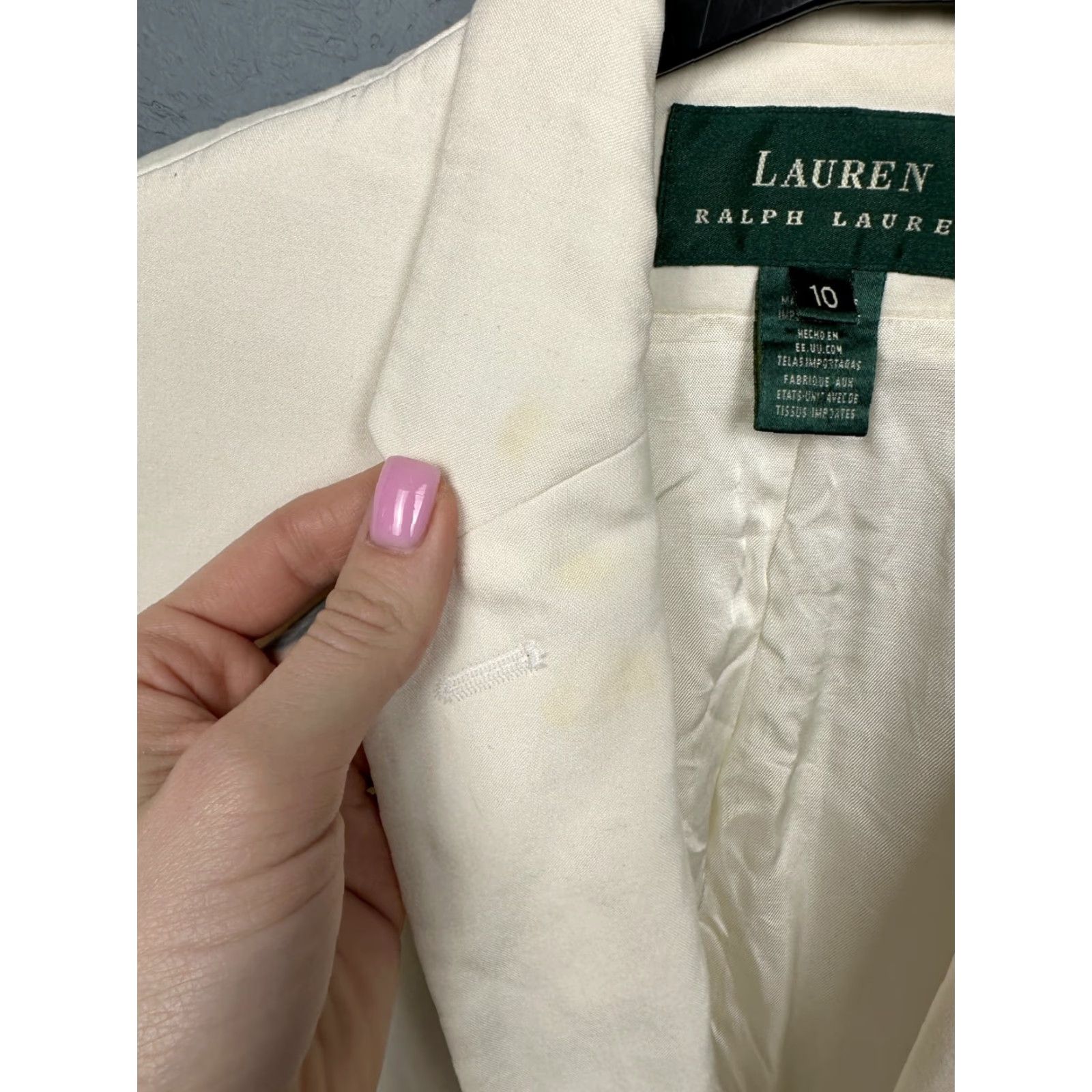 Ralph Lauren Polo Ralph Lauren Womens Blazer Shirt Cotton-Silk Beige Size L 10(S) Regular Womens Blazer Size L / US 10 / IT 46 - 5 Thumbnail