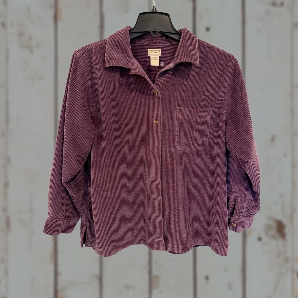 Vintage VINTAGE L.L. Bean Corduroy Shacket Shirt Women's Purple Petite LP Large Shacket Shirt Petite Women’s Purple Corduroy Blouse LP Size L / US 10 / IT 46 - 1 Thumbnail