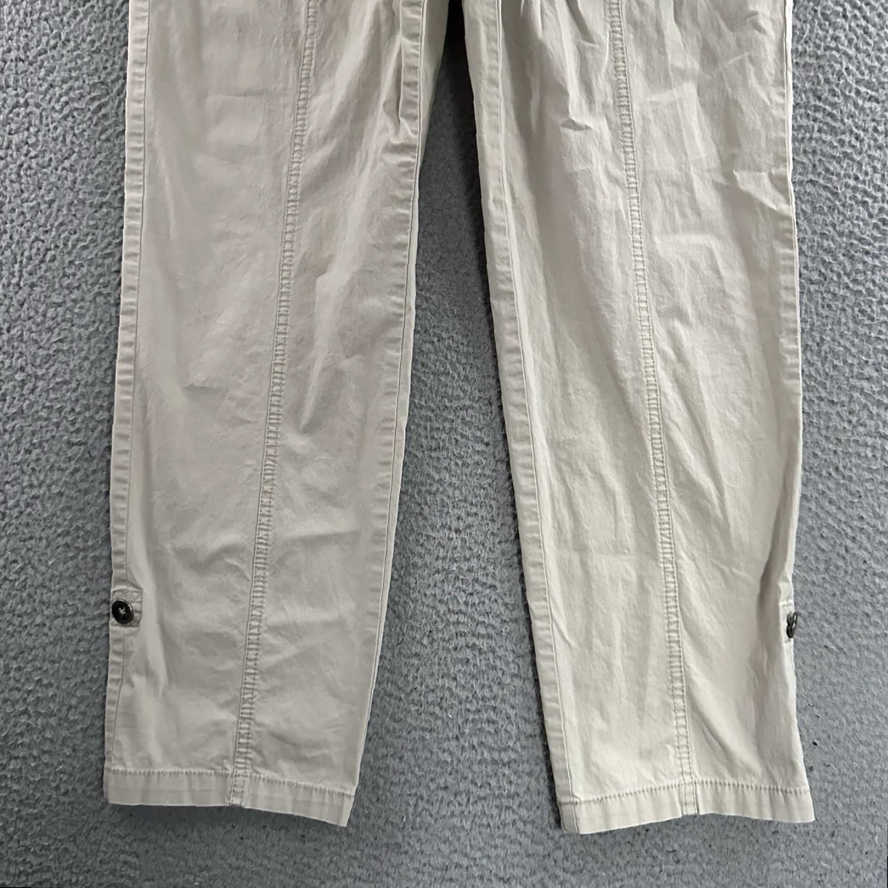 Vintage Chicos Pants Size 1 Beige Utility Roll Tab Stretch Cotton Blend Womens Size 25" / US 0 / IT 36 - 3 Thumbnail
