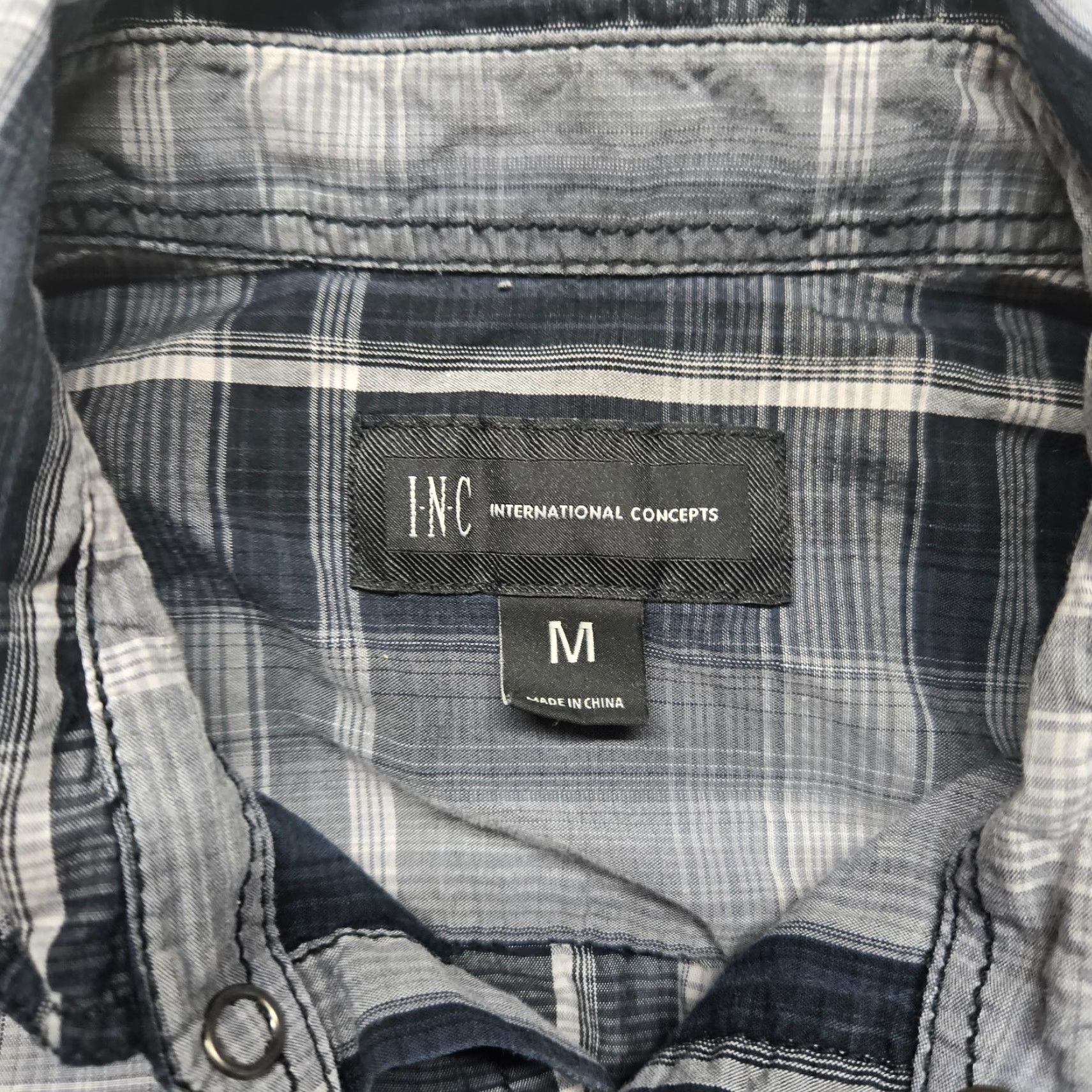 Vintage VINTAGE INC International Concepts Mens Button-Up Shirt Long Sleeve Plaid Black Medium Western Style Size US M / EU 48-50 / 2 - 3 Thumbnail