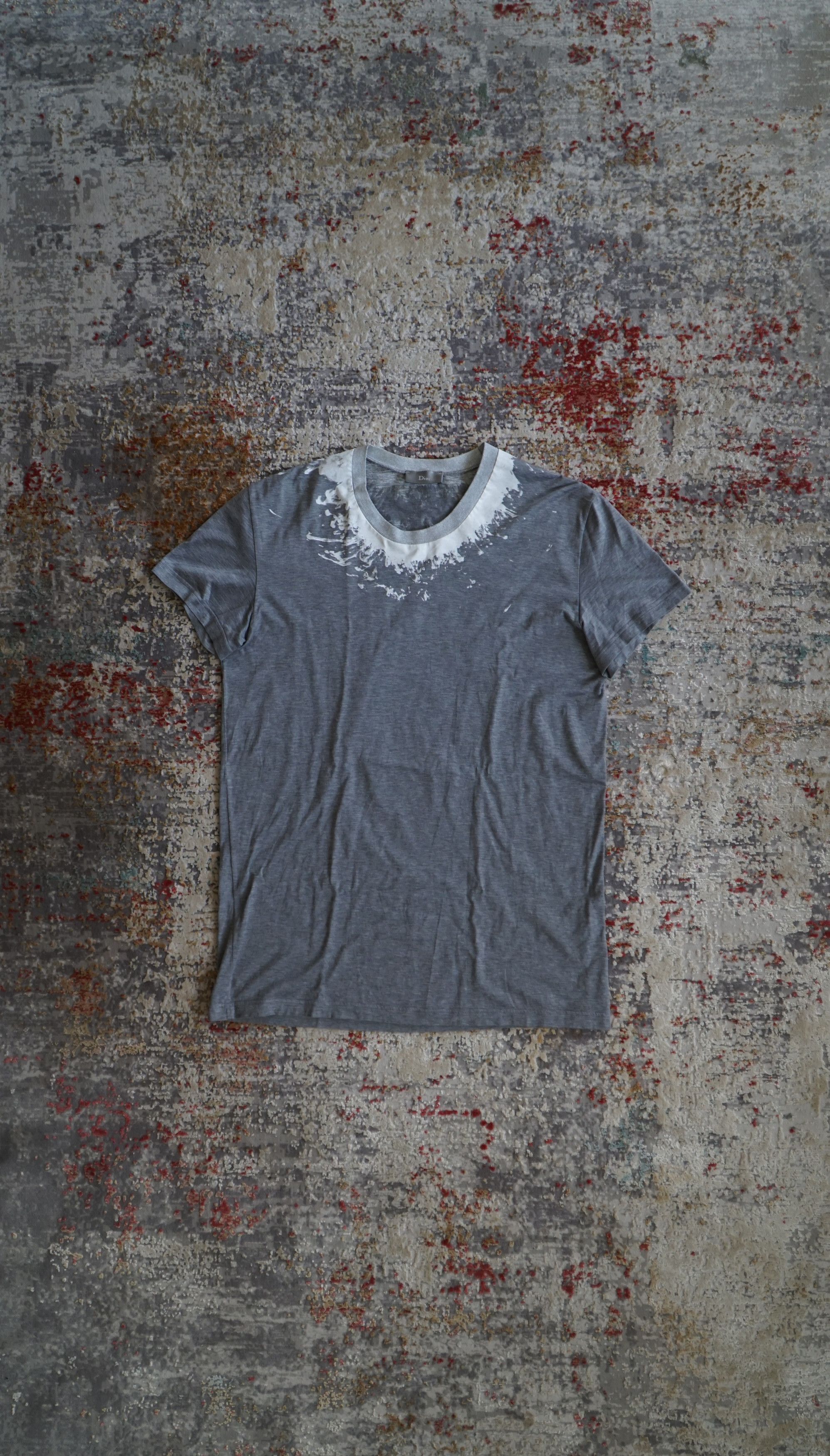 Dior Gray Dior T-Shirt with Paint Splatter | Grailed