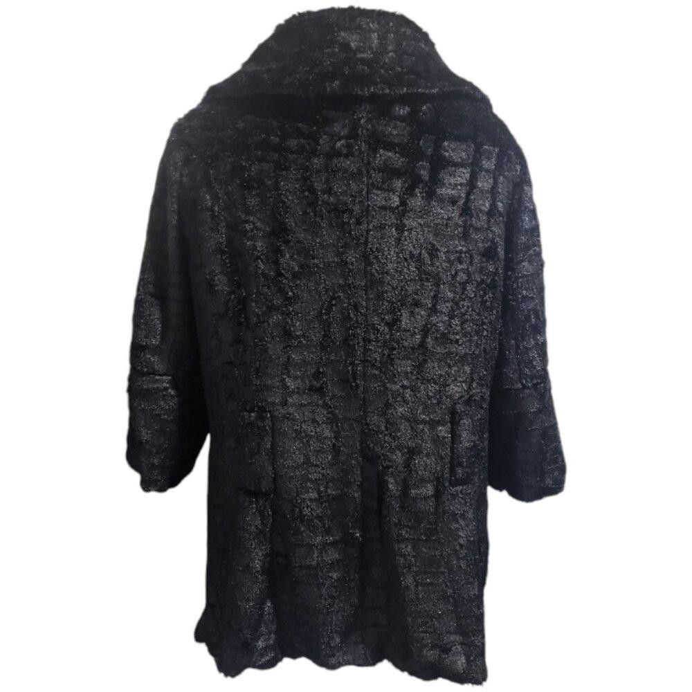 Designer CT1919 Ethyl Black Faux Fur Jacket with Belt Hoops L Size L / US 10 / IT 46 - 6 Thumbnail