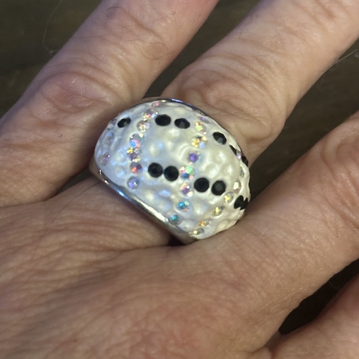 Other White rhinestone stretch dome ring Size ONE SIZE - 5 Thumbnail