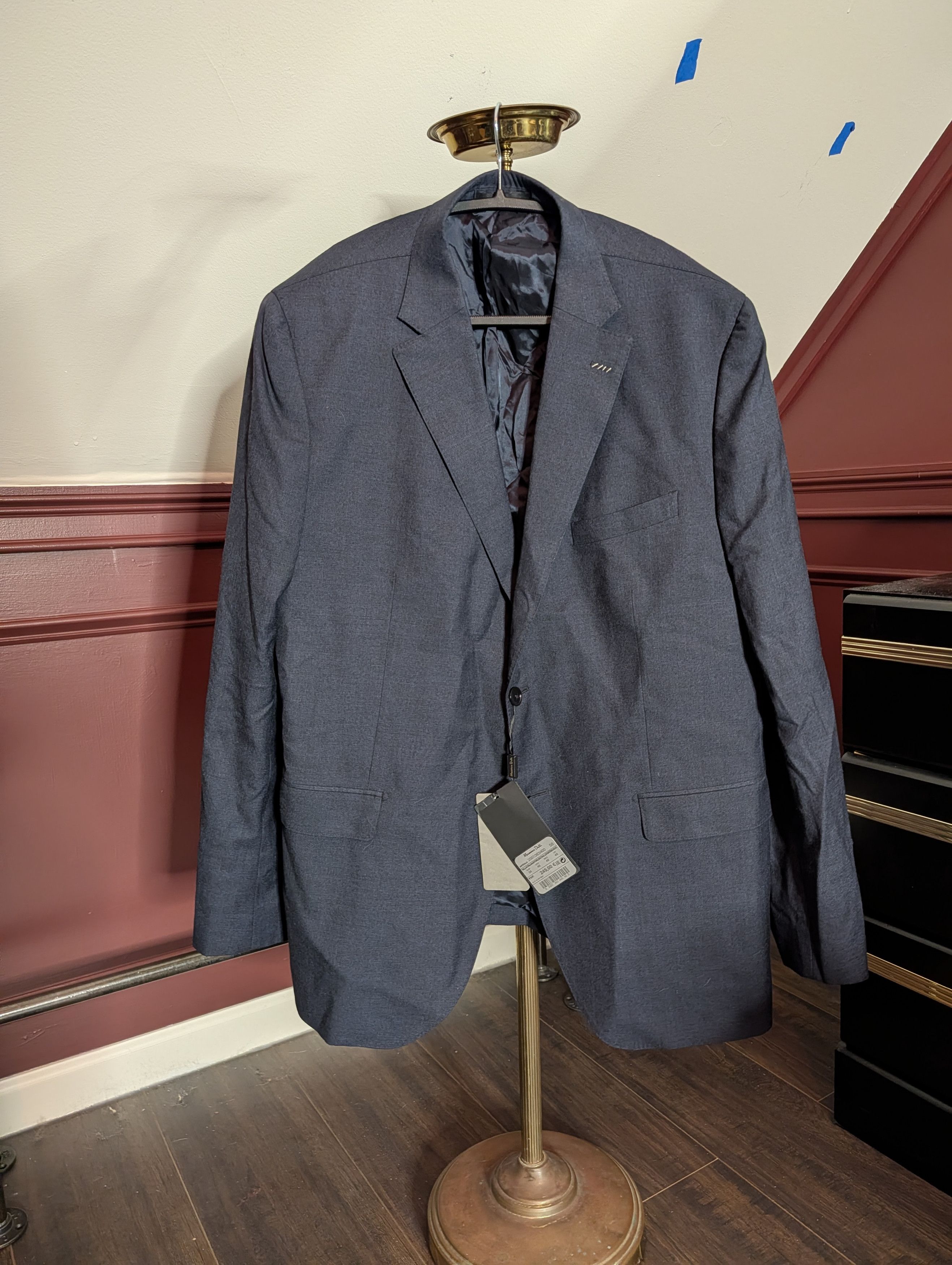 Massimo Dutti Pure Italian Super 130s wool NWT blue jacket blazer Size 46R - 1 Thumbnail
