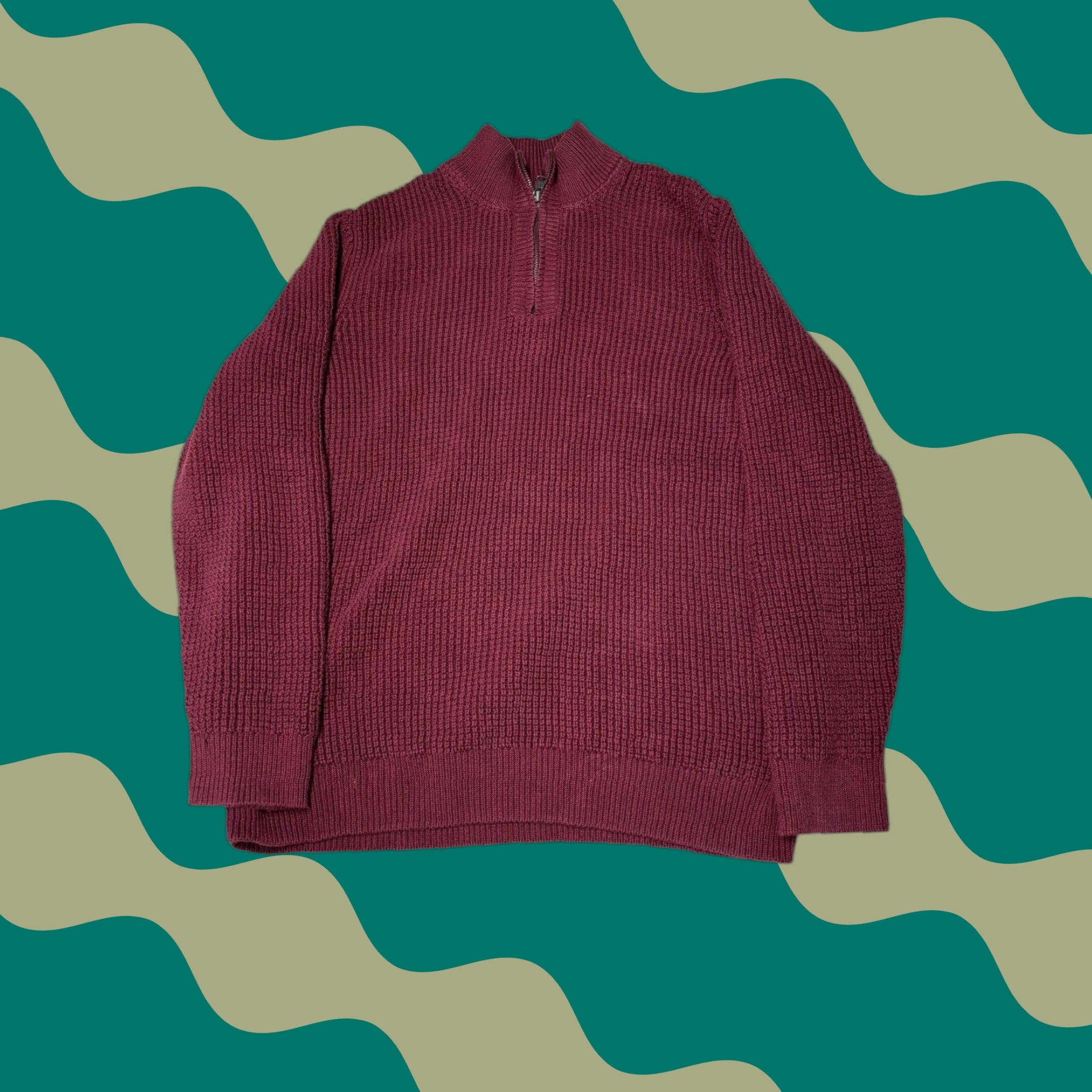Vintage L.L.Bean Men's XL Tall 1/4 Zip Organic Cotton Waffle Knit Pullover Sweater Size US XL / EU 56 / 4 - 1 Thumbnail