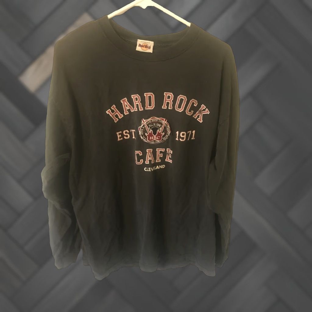 Hard Rock Cafe VINTAGE Cleveland Hard Rock Cafe Long Sleeve Shirt XL Charcoal Gray Unisex Adults Music Patch Rock 90s? Size XL / US 12-14 / IT 48-50 - 1 Thumbnail