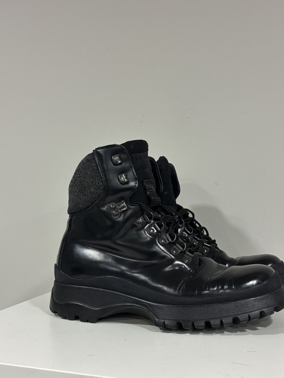 Prada Leather Hiking Boot size 6 USA 8 EU 41 Size US 8 / EU 41 - 2 Thumbnail