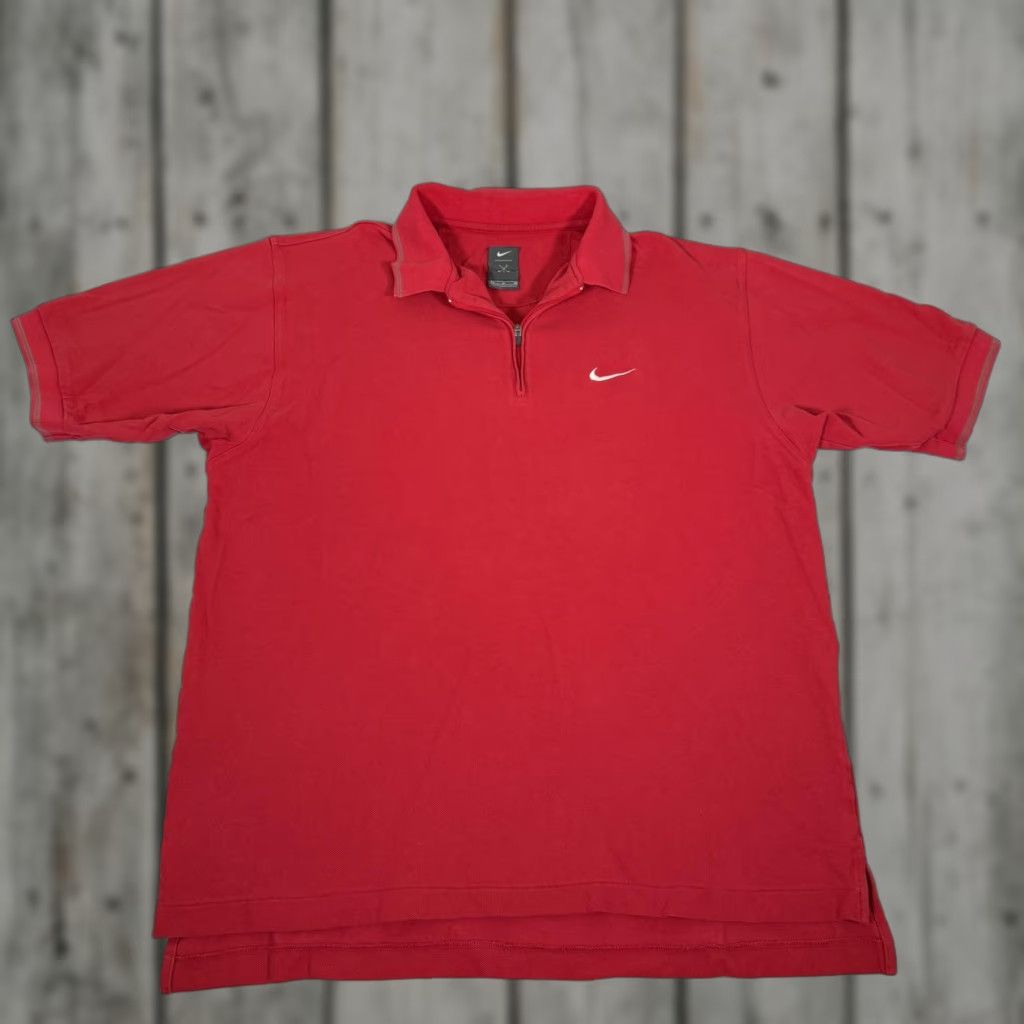 Nike Nike Shirt Polo Mens M Red 100% Cotton Nike Golf Tiger Woods 1/4 Zip Short Sleeve Swoosh Mens Size US M / EU 48-50 / 2 - 1 Thumbnail