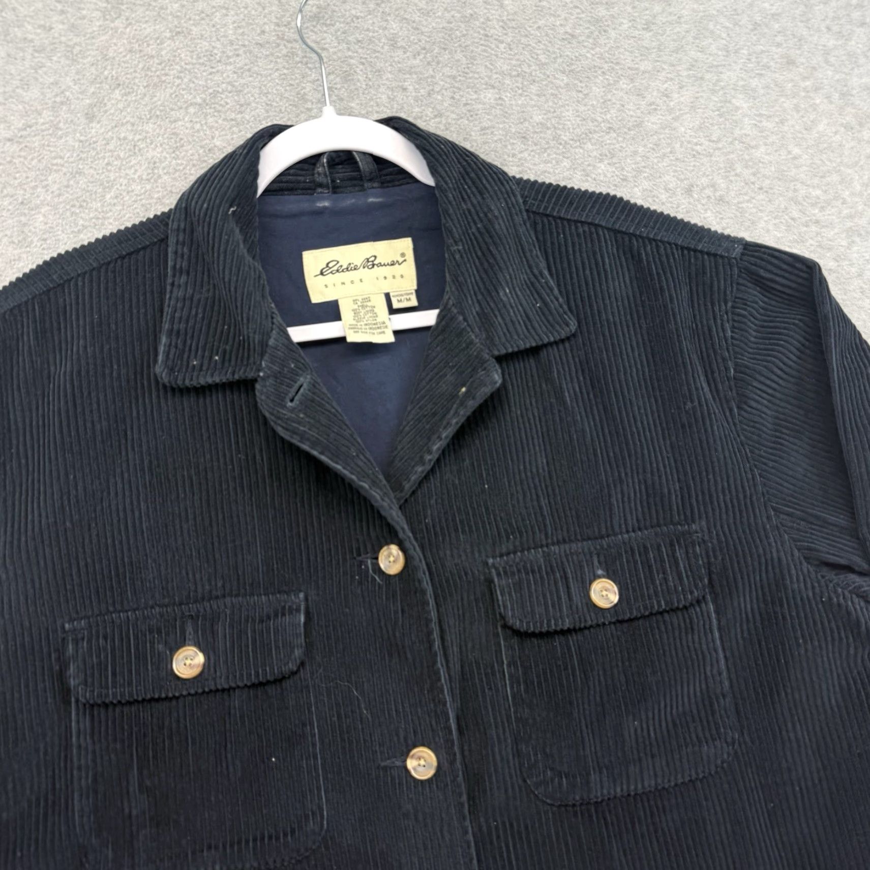Eddie Bauer VINTAGE Eddie Bauer Jacket Womens M Navy Blue Corduroy Chore Barn Coat Button Jacket Size M / US 6-8 / IT 42-44 - 3 Thumbnail