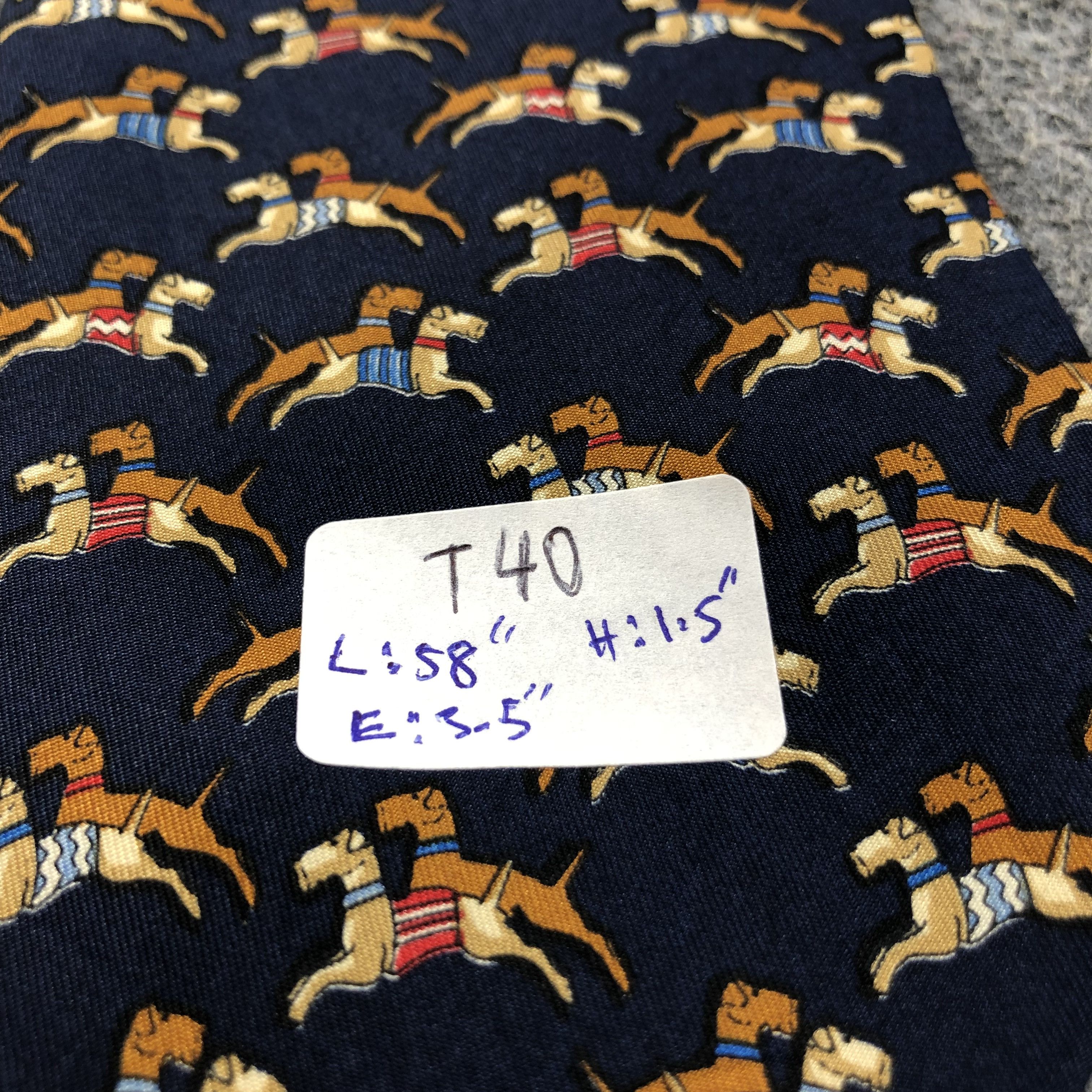 Salvatore Ferragamo × Vintage Salvatore Ferragamo Doggies Design Silk Neck Ties T40 Size ONE SIZE - 7 Thumbnail