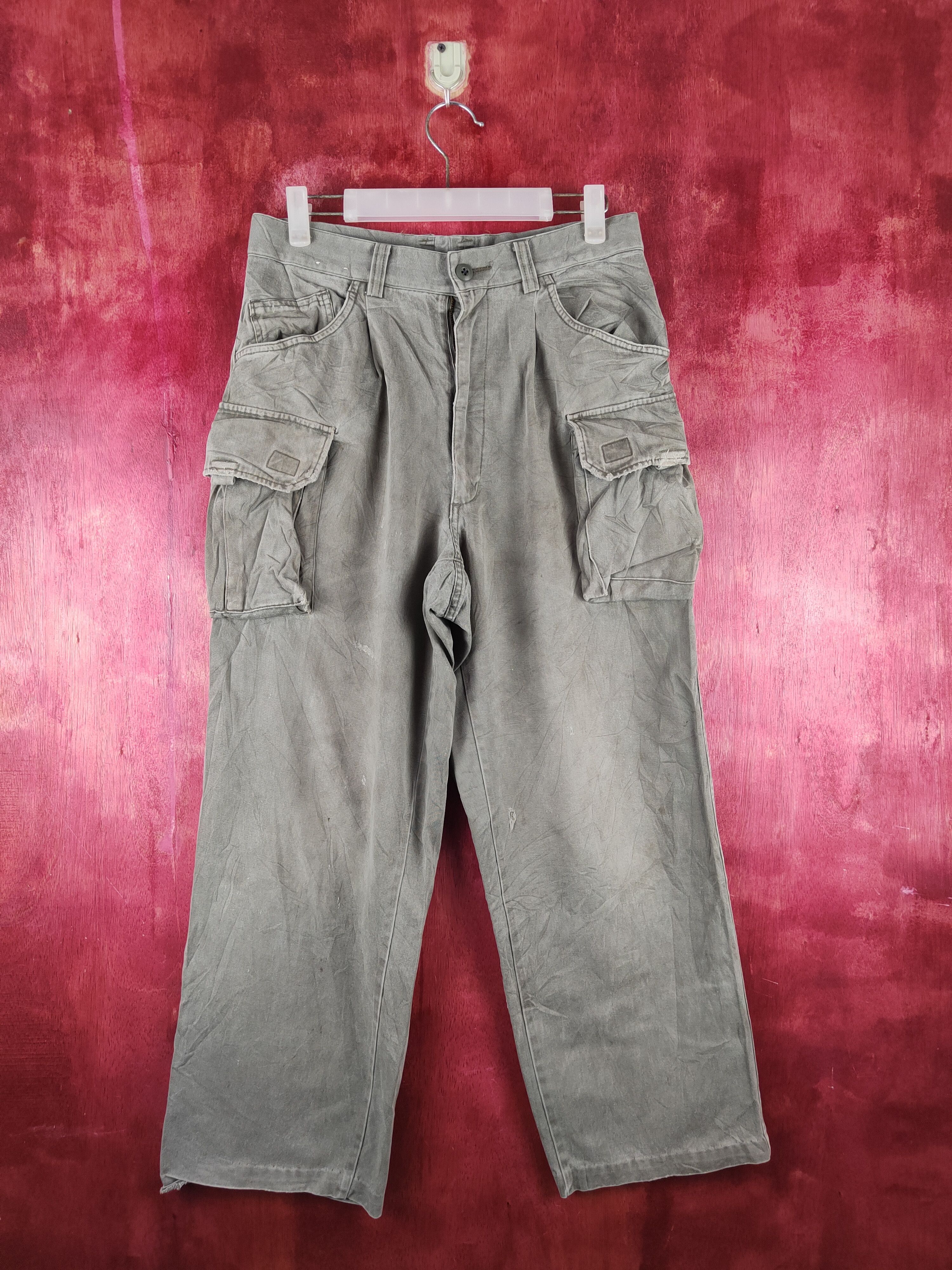 Japanese Brand Hey Beau Green Faded Multipocket Cargo Pants N#34 Size US 30 / EU 46 - 1 Thumbnail