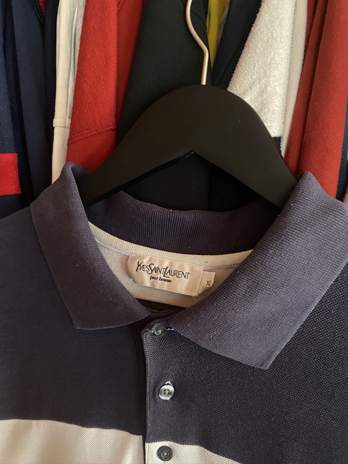 Yves Saint Laurent VINTAGE YVES SAINT LAURENT POLO SHIRT STRIPED Size US XL / EU 56 / 4 - 3 Thumbnail