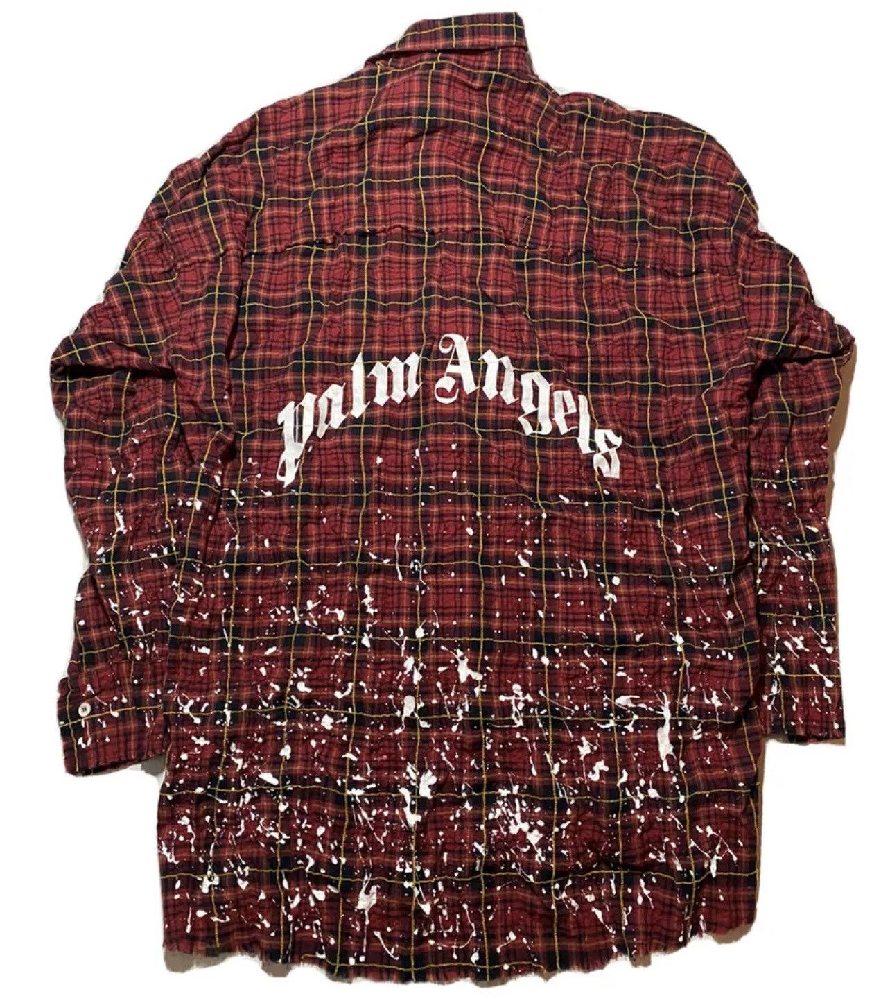 image of Palm Angels Paint Splatter Flannel Red, Men's (Size Medium)