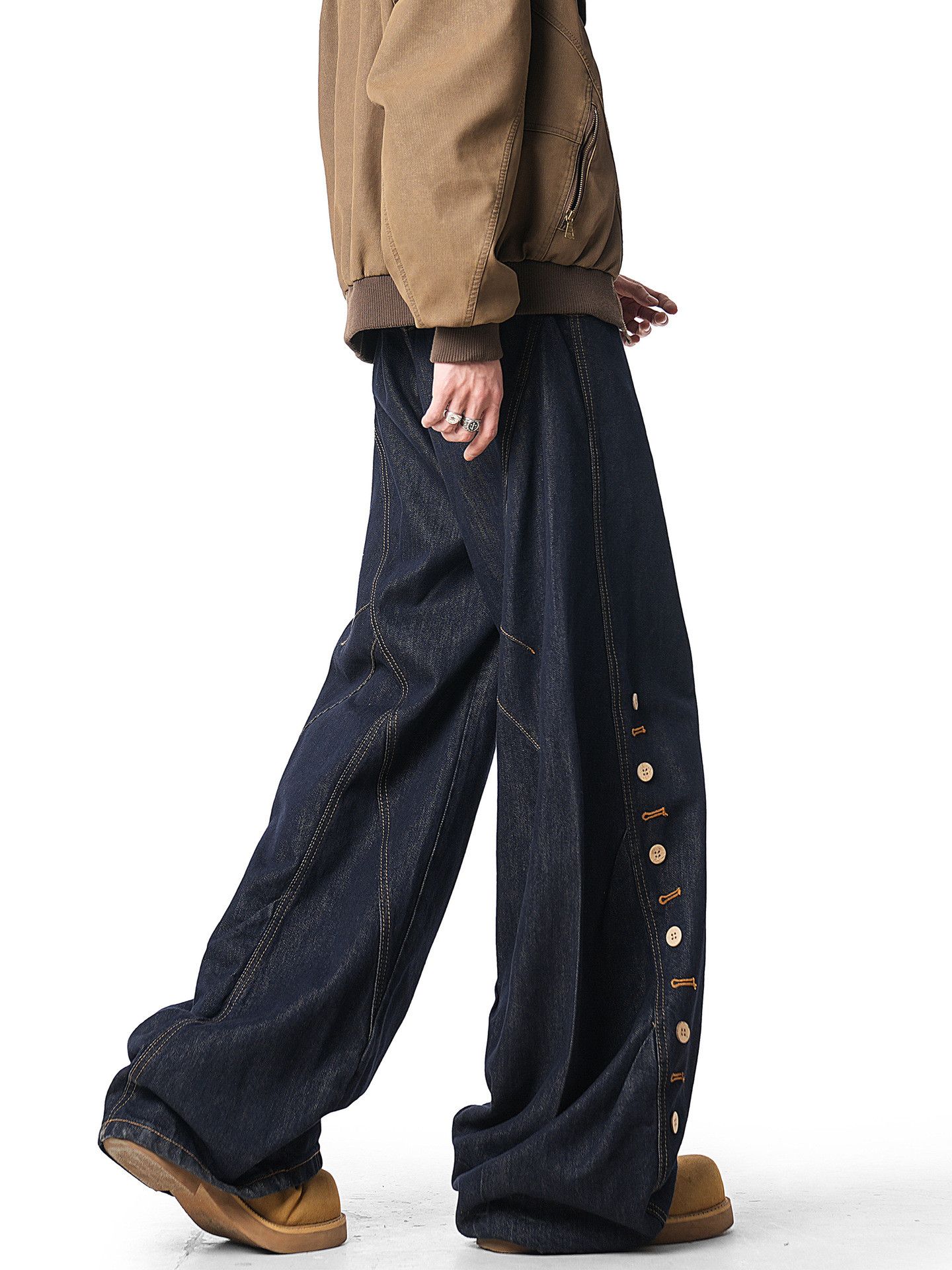 Japanese Brand Men's American retro button-decorated jeans Size US 32 / EU 48 - 4 Thumbnail