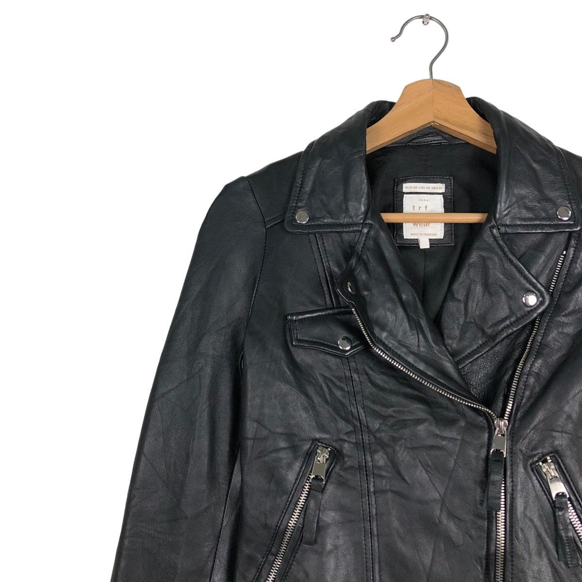 Japanese Brand 🔥Cropped Biker Leather Jacket Bondage Parachute Design Zara Size US S / EU 44-46 / 1 - 7 Thumbnail