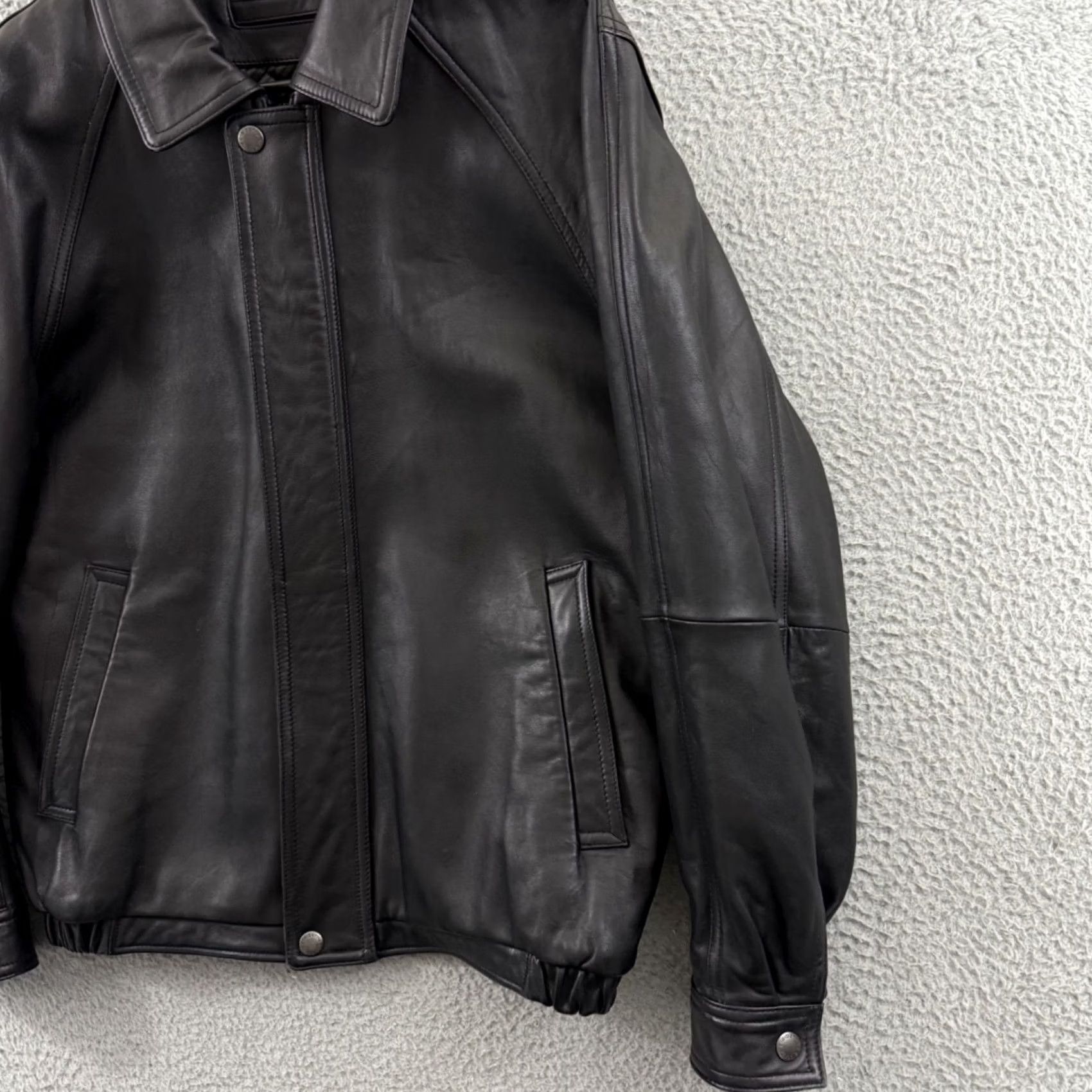 Liz Claiborne VINTAGE Claiborne Jacket Mens Medium Black Lambskin Leather 90s Biker Outdoor Size US M / EU 48-50 / 2 - 5 Thumbnail