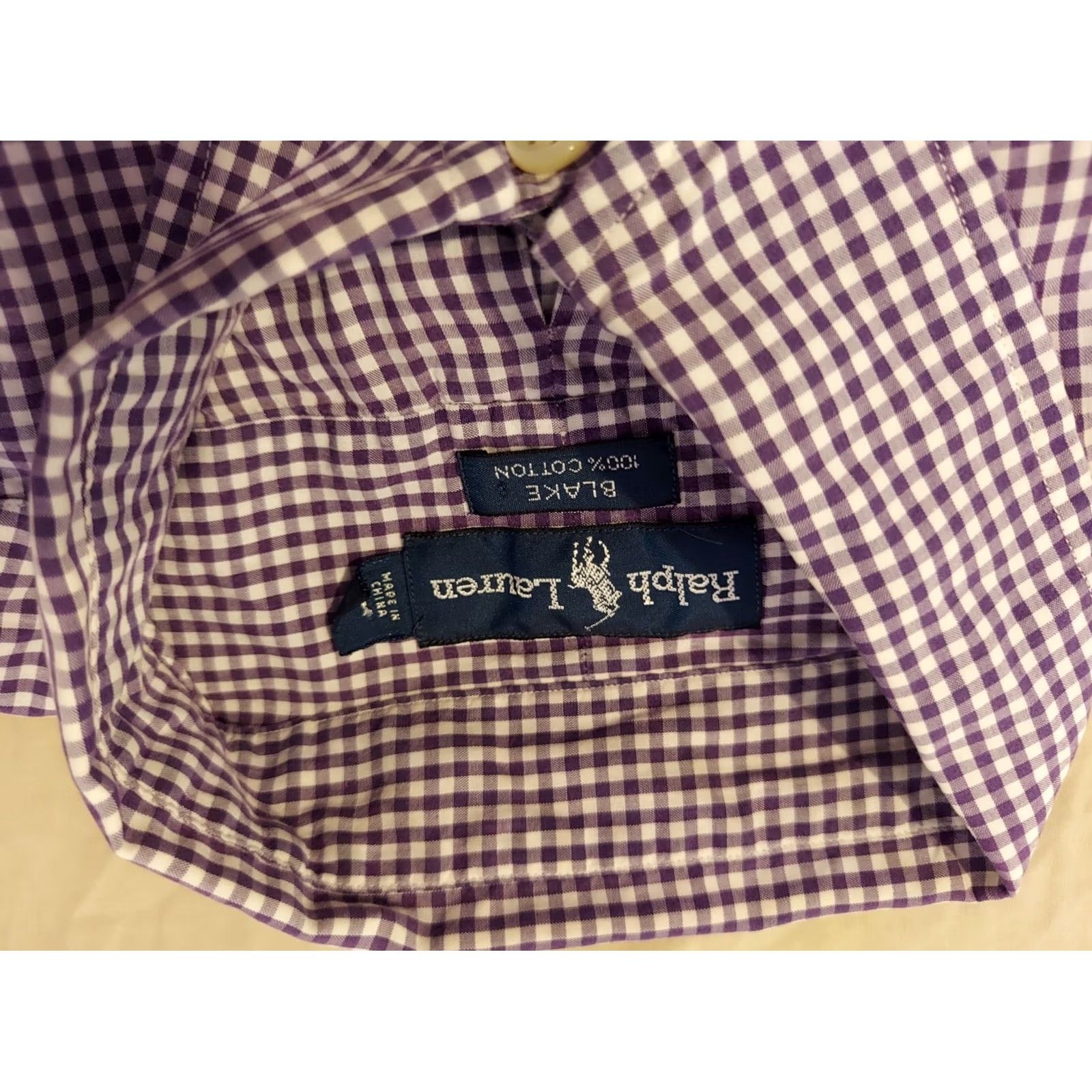 Polo Ralph Lauren Polo Ralph Lauren Shirt Mens L Purple Dress Button Cotton Size 42R - 5 Thumbnail
