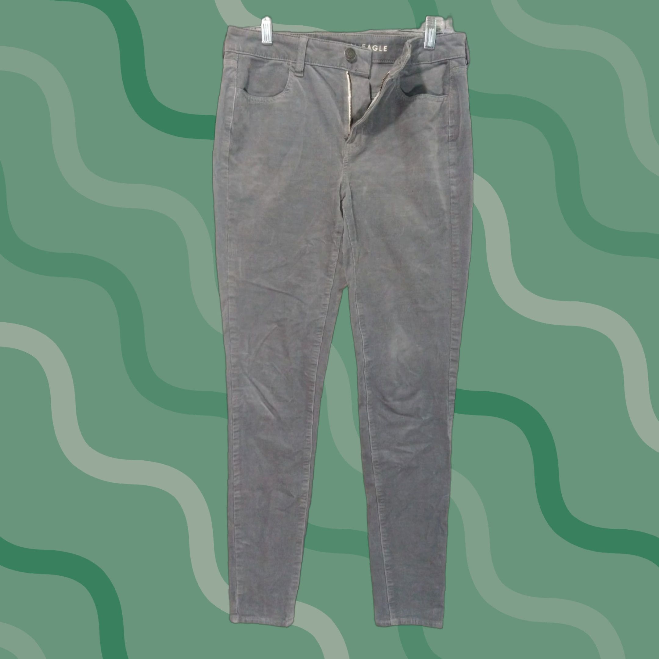 American Eagle Outfitters American Eagle Pants Womens 8 Long Gray Corduroy Jegging Hi Rise Super Stretch Size 30" / US 8 / IT 44 - 1 Thumbnail