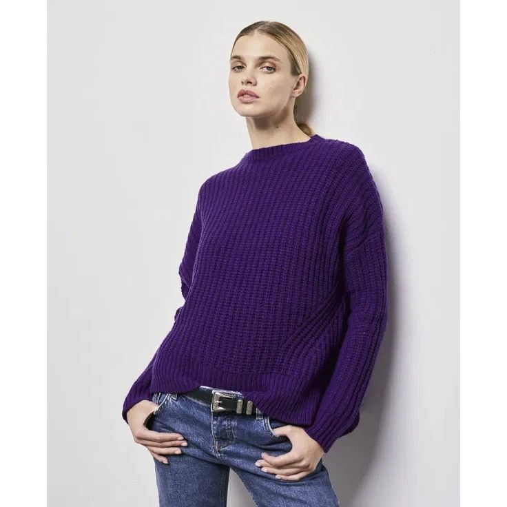 The Kooples The Kooples Wool Purple Ribbed Knit Cozy Warm Crew Neck Swea Size S / US 4 / IT 40 - 1 Thumbnail