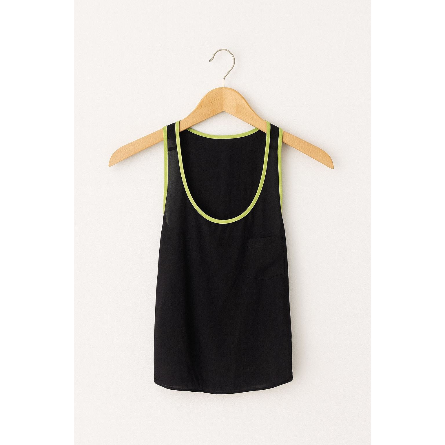 Forever 21 Forever 21 Black Sheer Tank Top with Neon Green Trim – Women Size M / US 6-8 / IT 42-44 - 3 Thumbnail