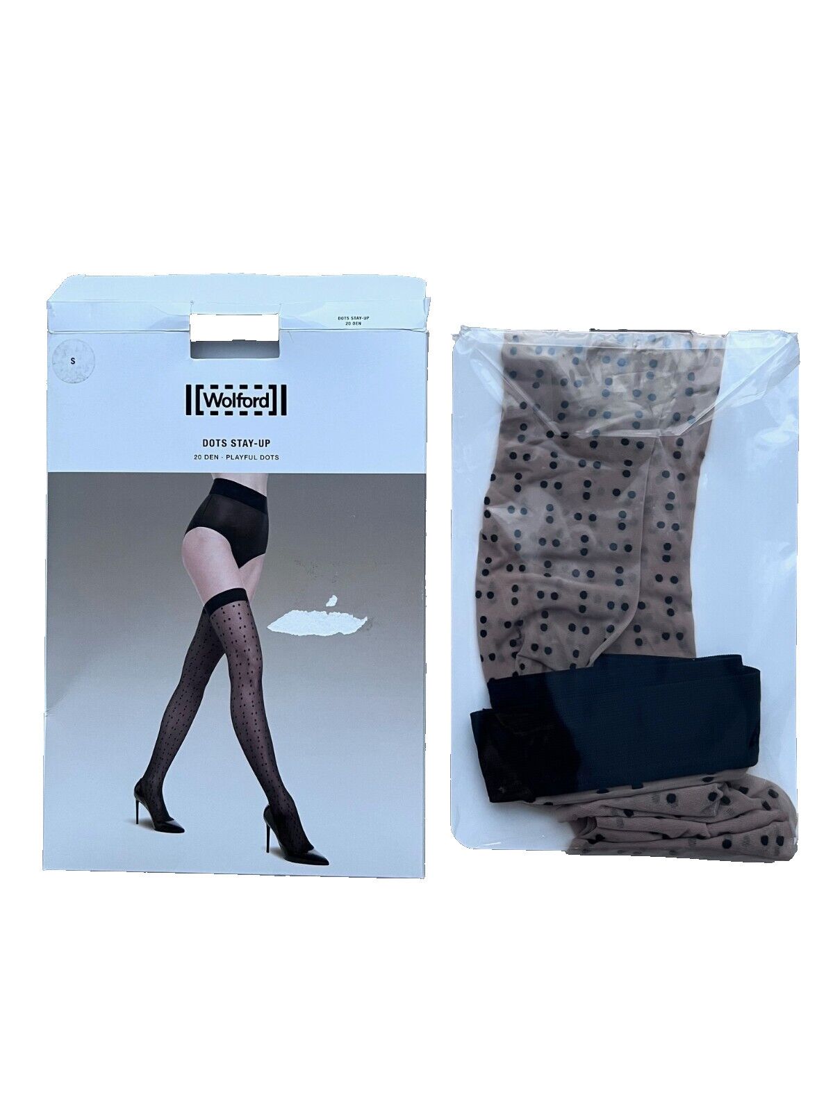 Wolford Wolford 28149 Dots Stay-Up 20 Den Fairly Light / Black ( S ) Size ONE SIZE - 1 Thumbnail