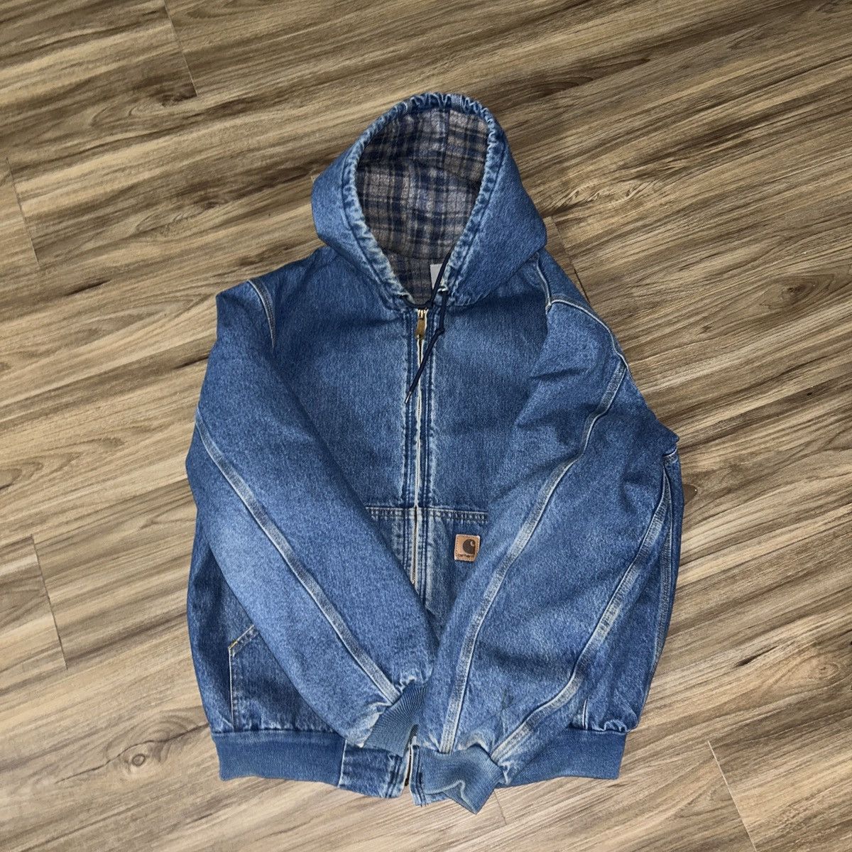 Carhartt Men's J139 DST Jacket Denim Hooded Jean Blanket Size US L / EU 52-54 / 3 - 2 Thumbnail