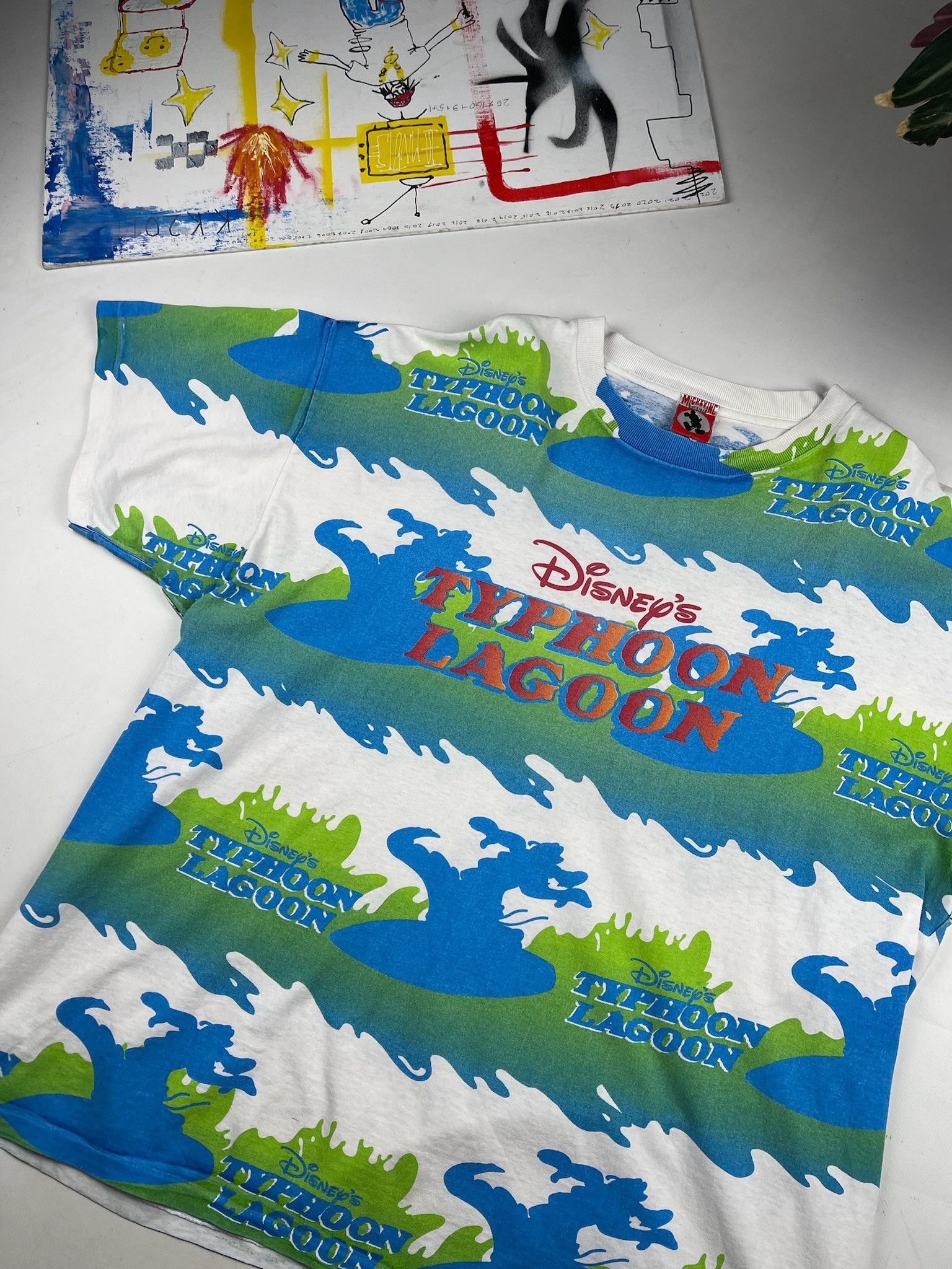 Disney ‘90s Vintage Disney Typhoon Lagoon Ride acid AOP Tee Size US XXL / EU 58 / 5 - 6 Thumbnail