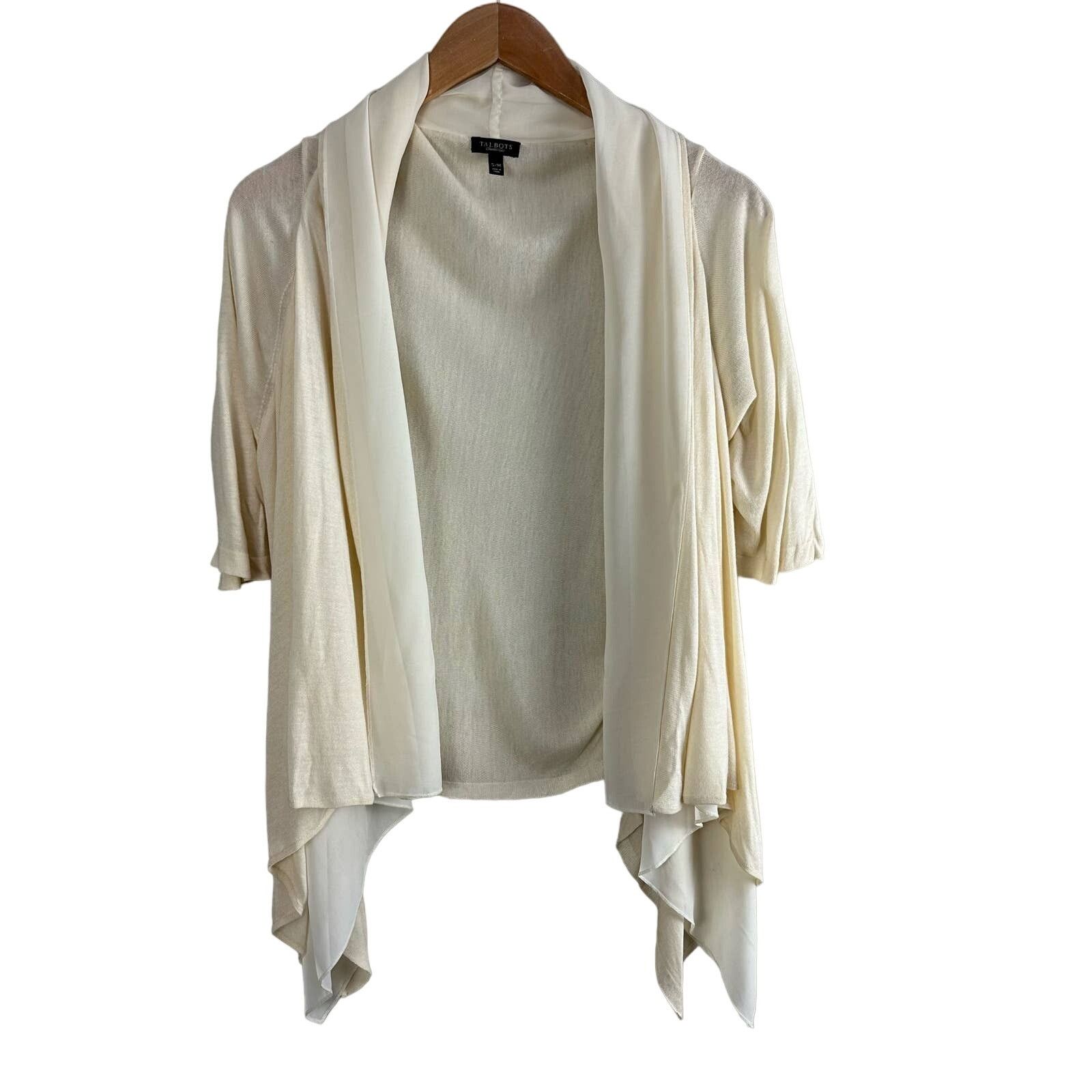 Other Talbots Ivory Chiffon Layered Open Cardigan Sweater S M Size M / US 6-8 / IT 42-44 - 1 Thumbnail