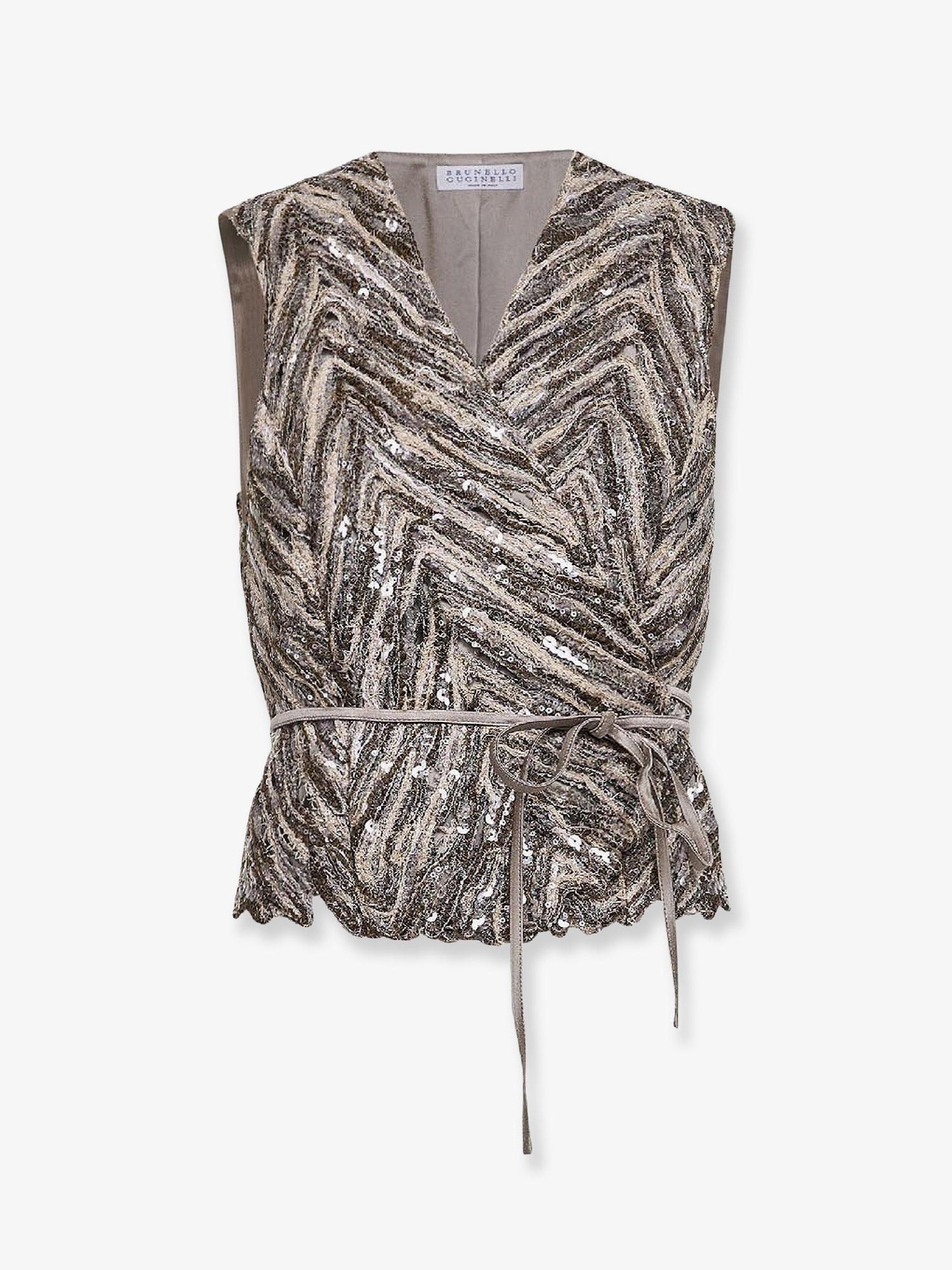Brunello Cucinelli Vest With Sequins Embroidery Size L / US 10 / IT 46 - 1 Thumbnail