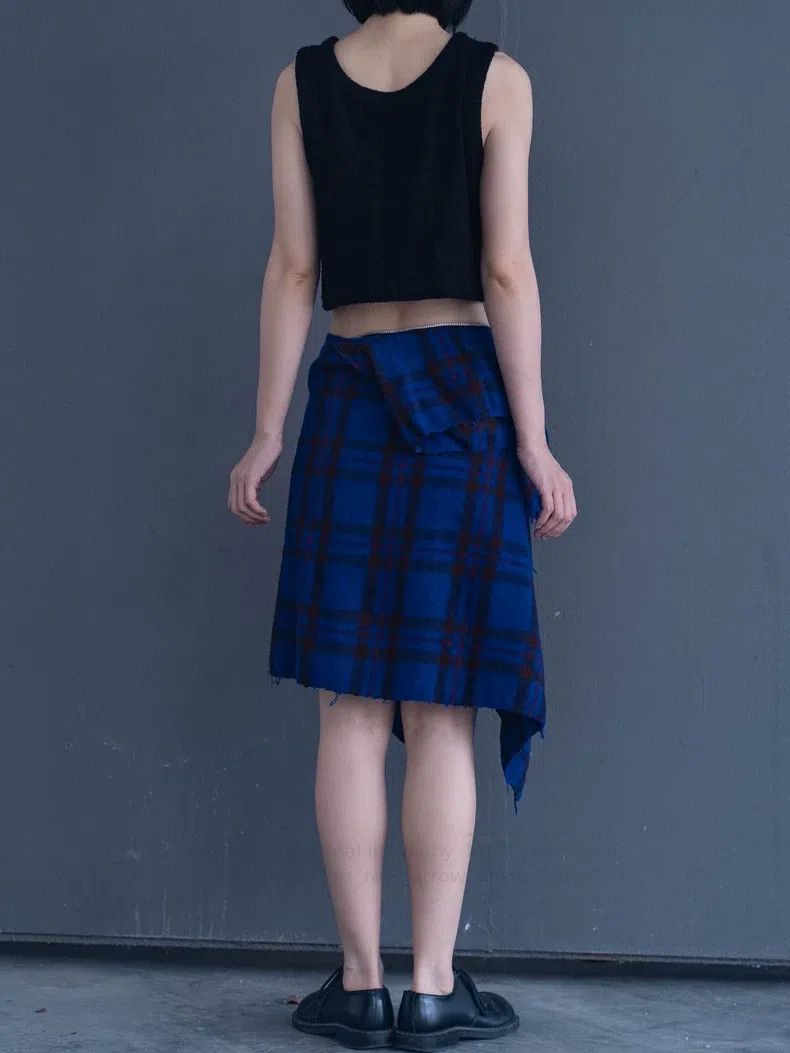 Comme des Garcons Comme Des Garcons size S Blue Plaid Asymmetric Skirt Size 23" - 4 Thumbnail