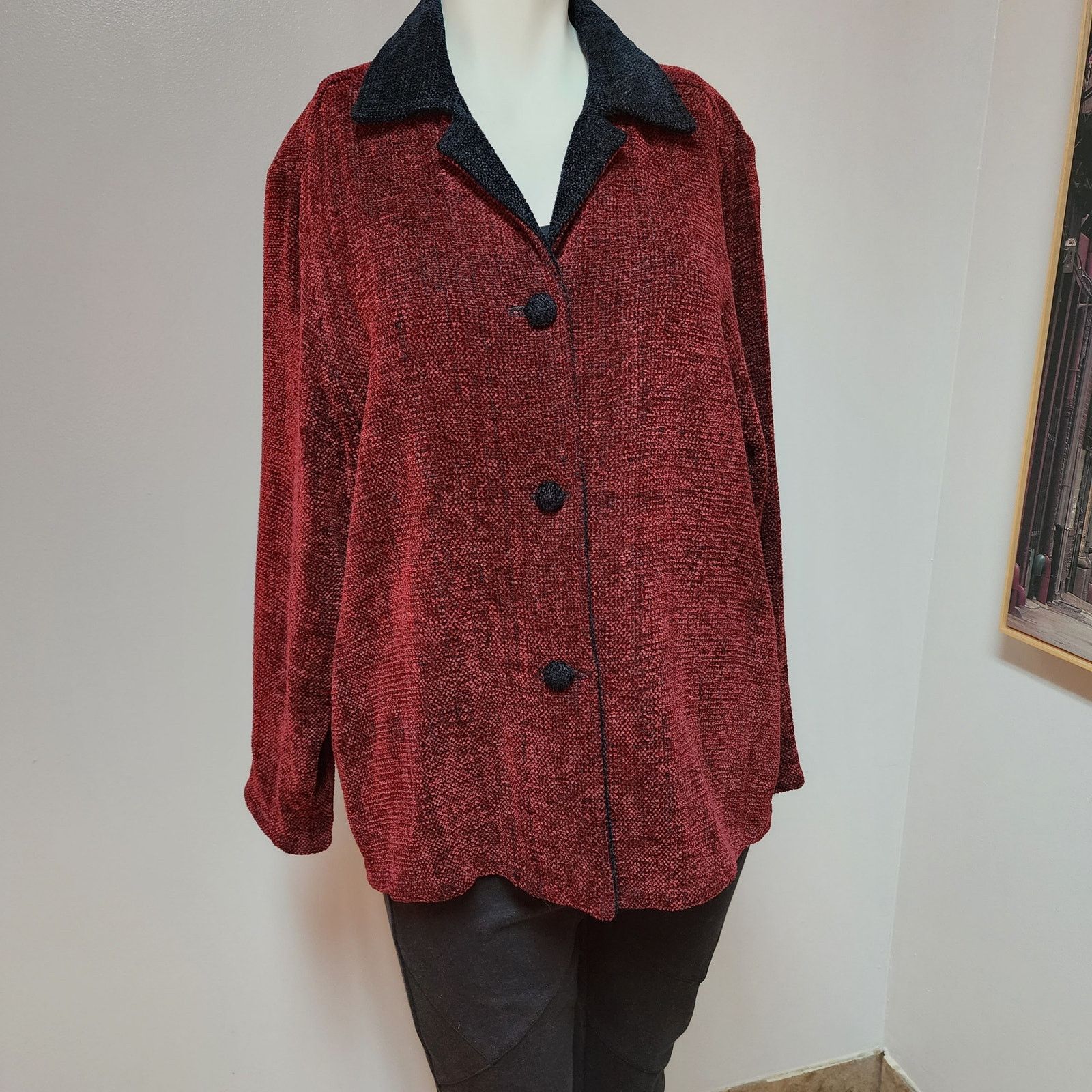 Handmade Handwoven Jacket size Large Dahlia Popovits Size L / US 10 / IT 46 - 1 Thumbnail