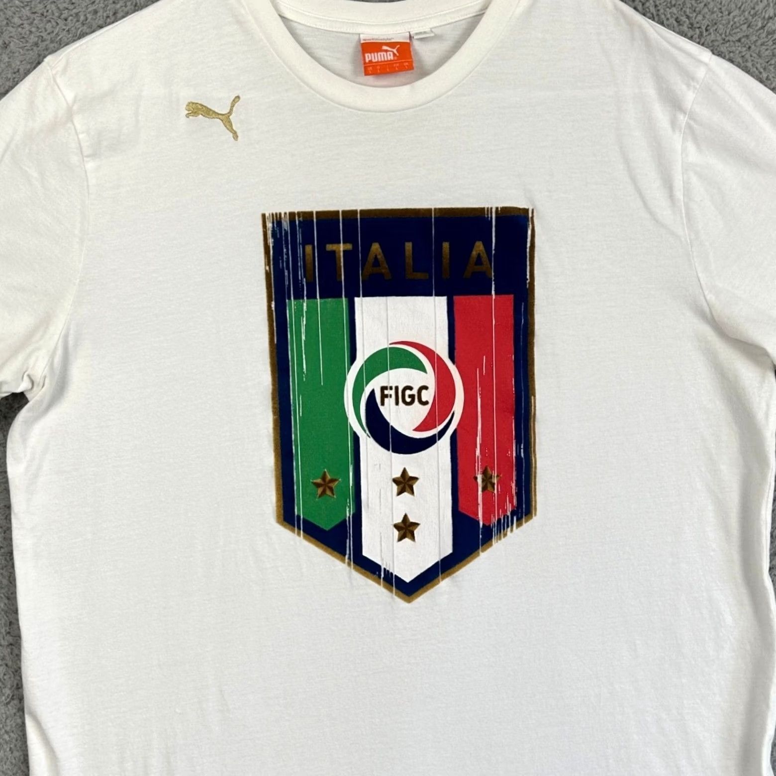 Puma Puma T-Shirt Mens Large White Italia Crewneck Outdoor Short Sleeve Tee Soccer Shirt Size US L / EU 52-54 / 3 - 2 Thumbnail